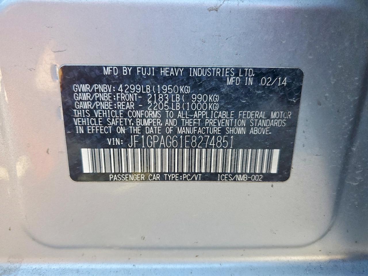 2014 Subaru Impreza Limited Серебряный vin: JF1GPAG61E8274851