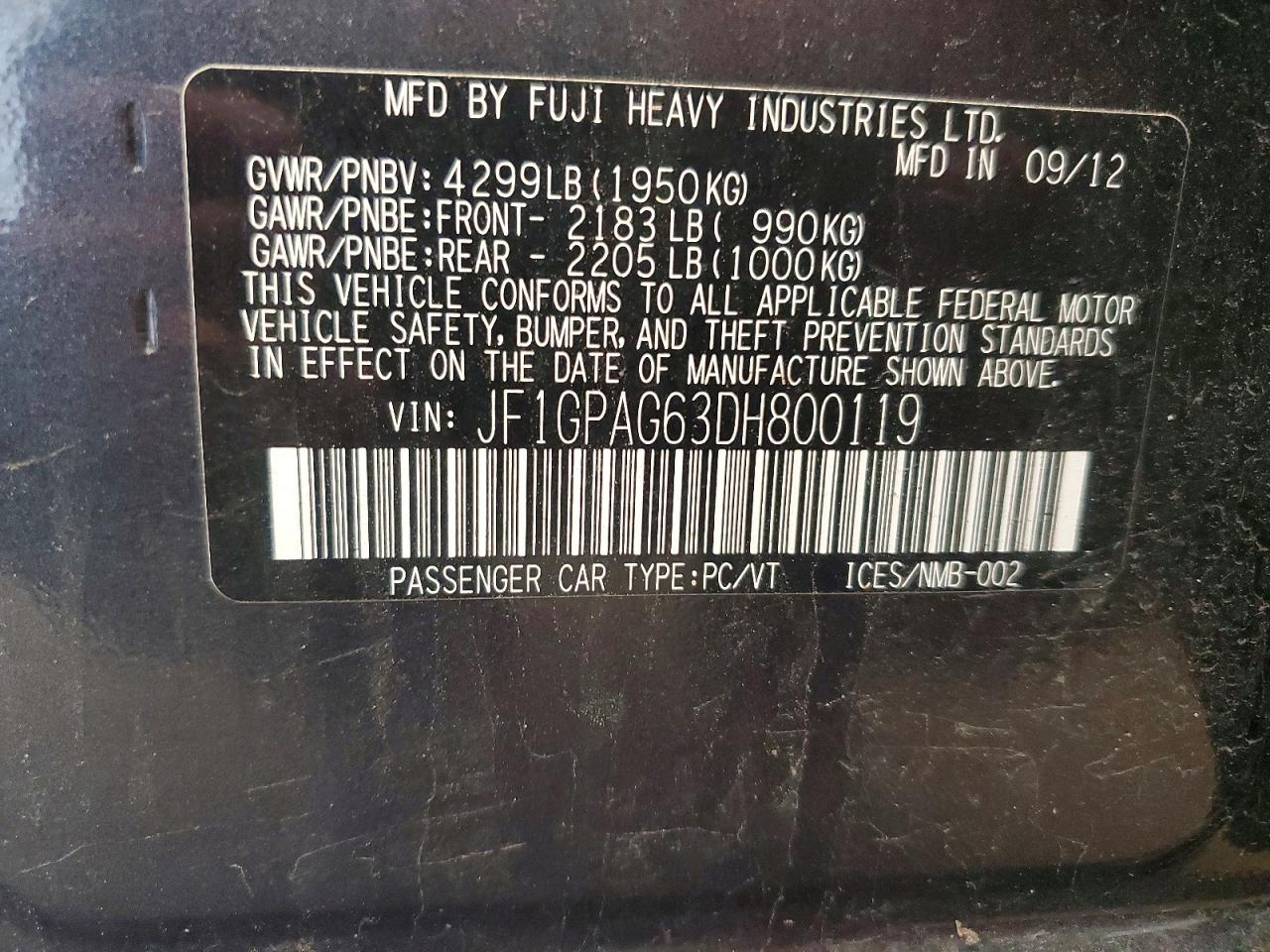 2013 Subaru Impreza Limited Charcoal vin: JF1GPAG63DH800119