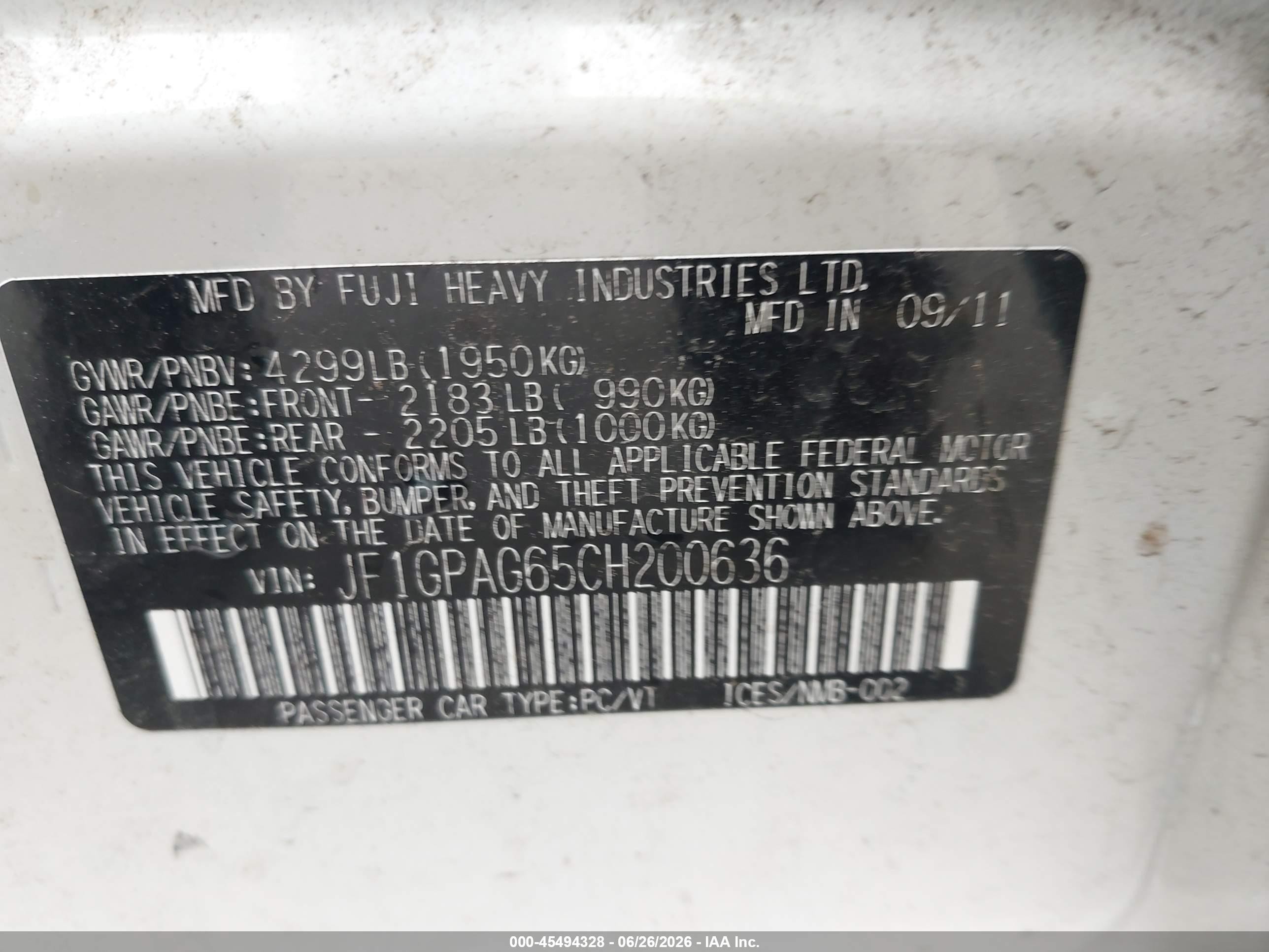 2012 Subaru Impreza 2.0i Limited White vin: JF1GPAG65CH200636