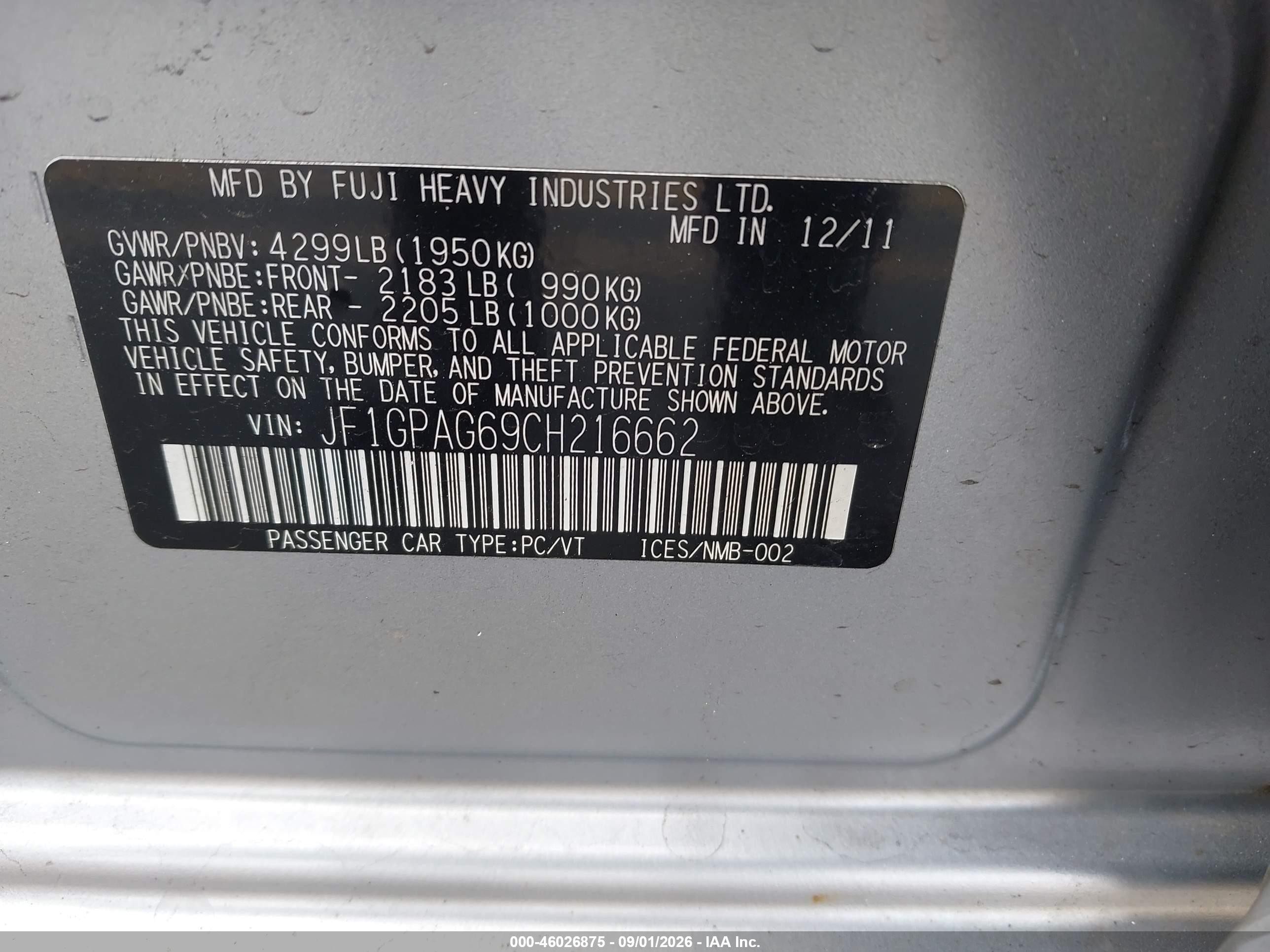 2012 Subaru Impreza 2.0i Limited Silver vin: JF1GPAG69CH216662