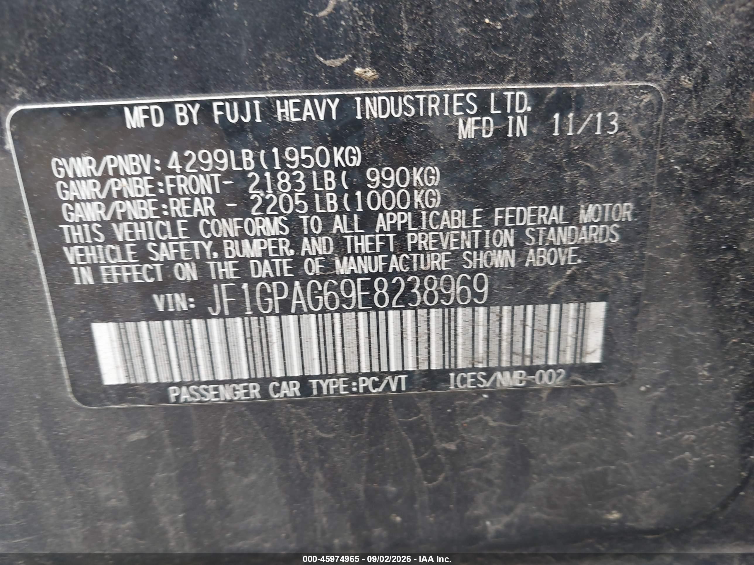 2014 Subaru Impreza 2.0i Limited Серый vin: JF1GPAG69E8238969