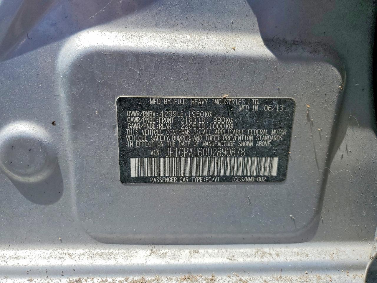 2013 Subaru Impreza Limited Silver vin: JF1GPAH60D2890878