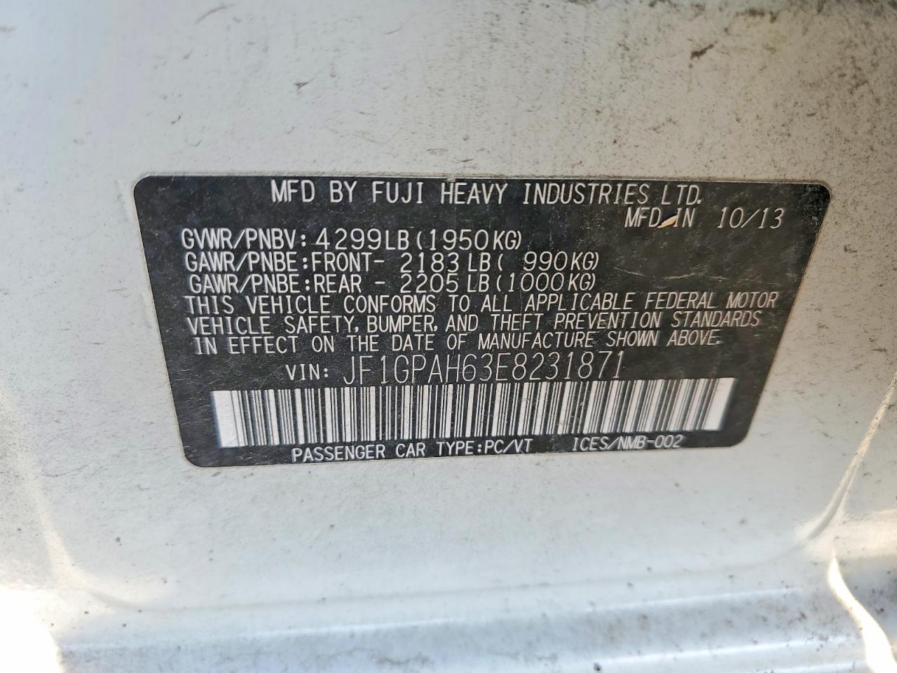 2014 Subaru Impreza Limited White vin: JF1GPAH63E8231871