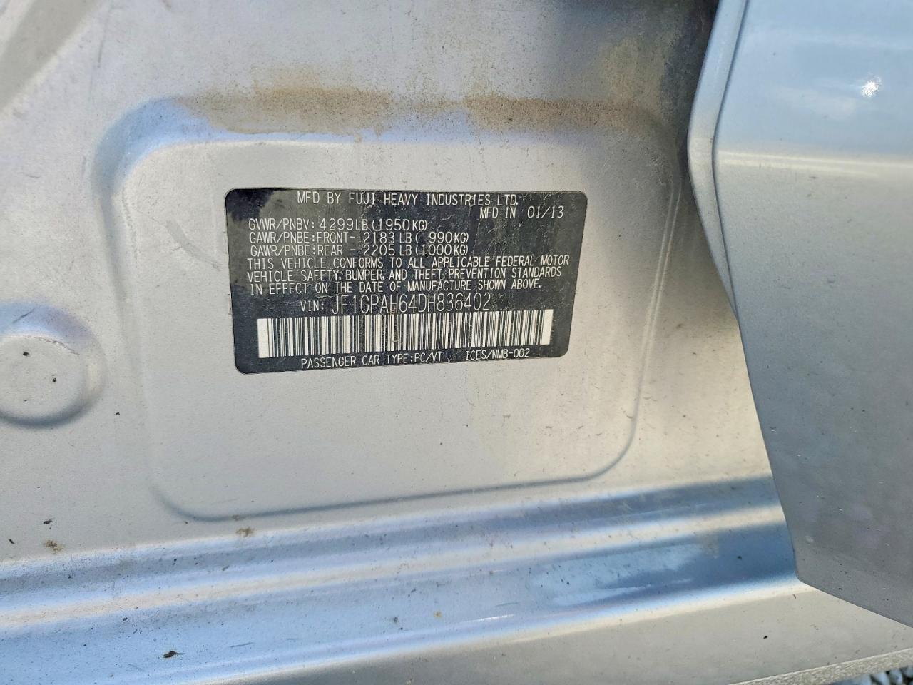 2013 Subaru Impreza Limited Silver vin: JF1GPAH64DH836402