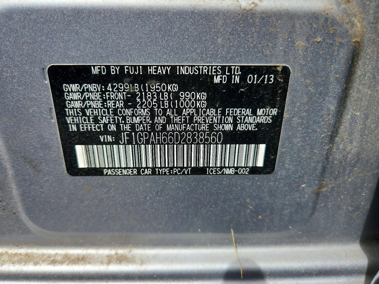 2013 Subaru Impreza Limited Silver vin: JF1GPAH66D2838560