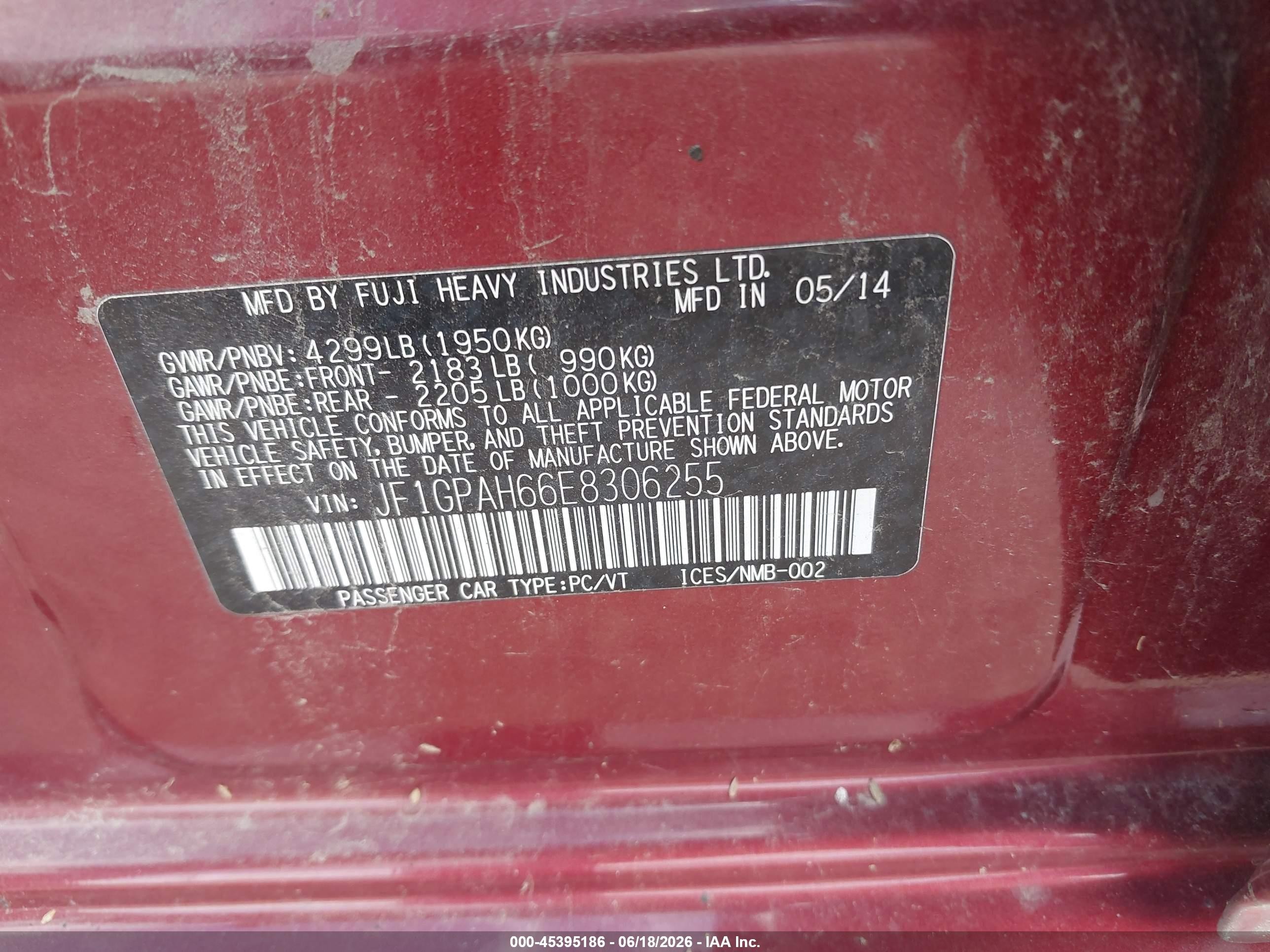 2014 Subaru Impreza 2.0i Limited Red vin: JF1GPAH66E8306255