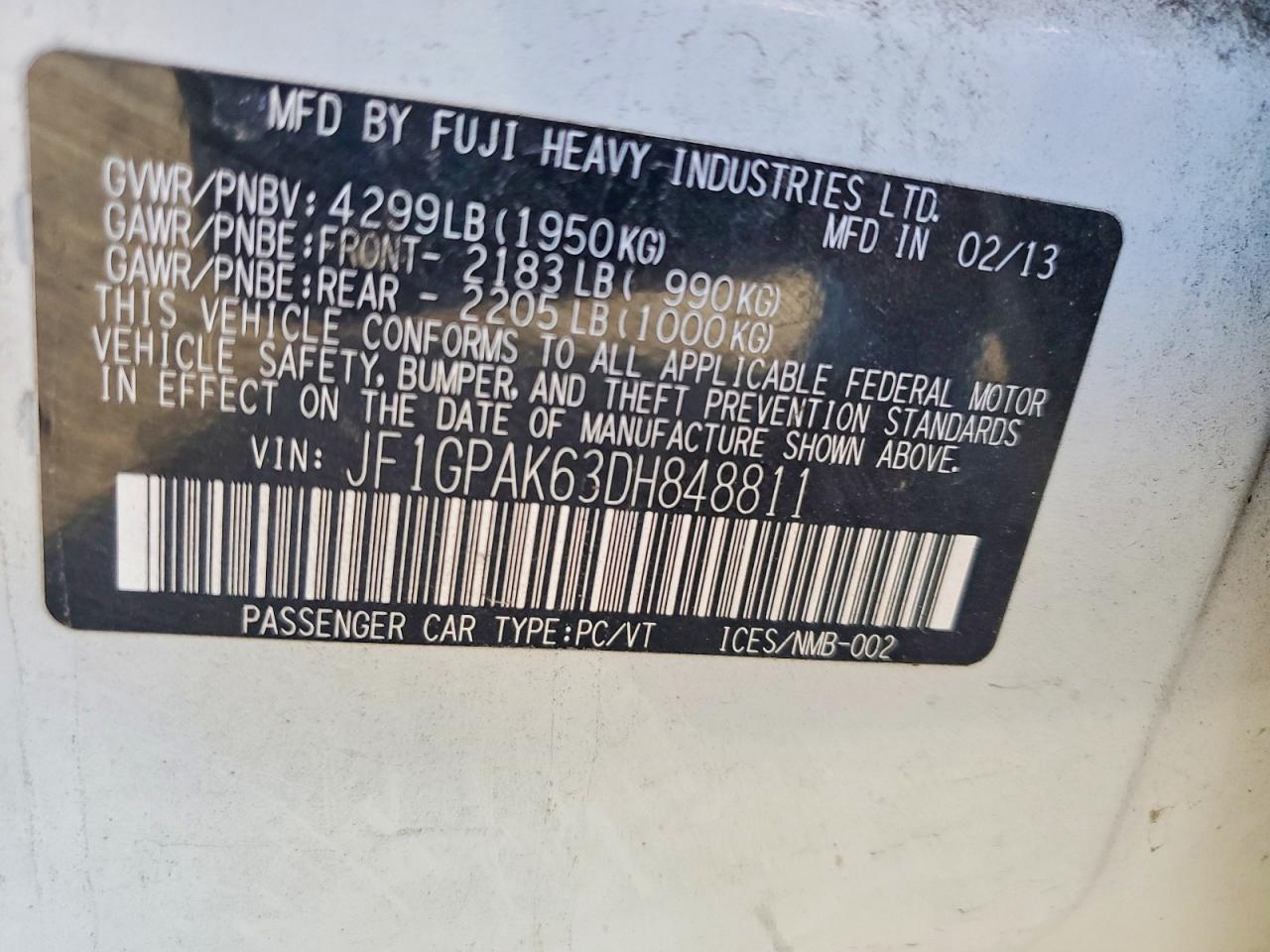 2013 Subaru Impreza Limited White vin: JF1GPAK63DH848811