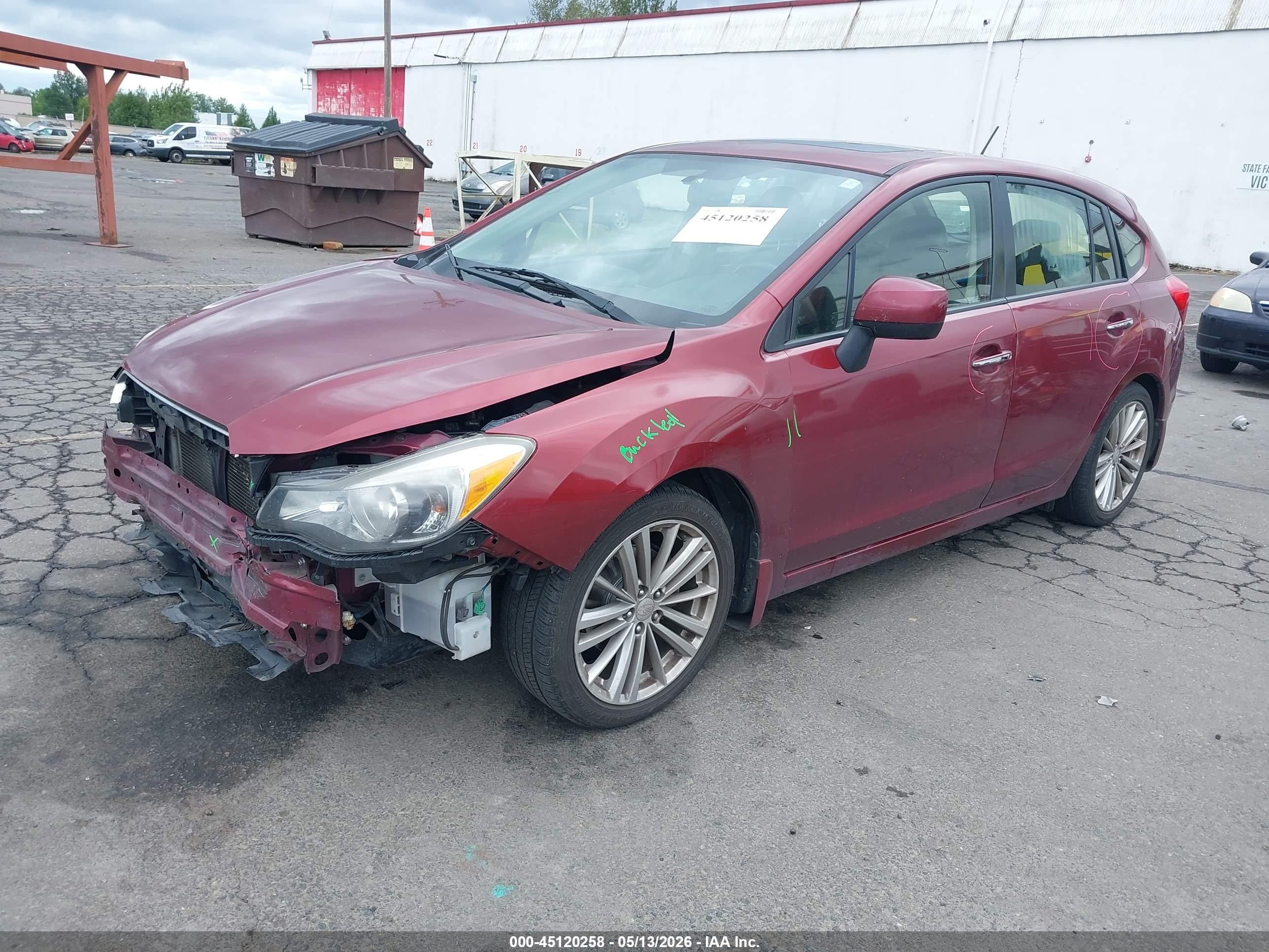 2012 Subaru Impreza 2.0i Limited Red vin: JF1GPAK66CH244443