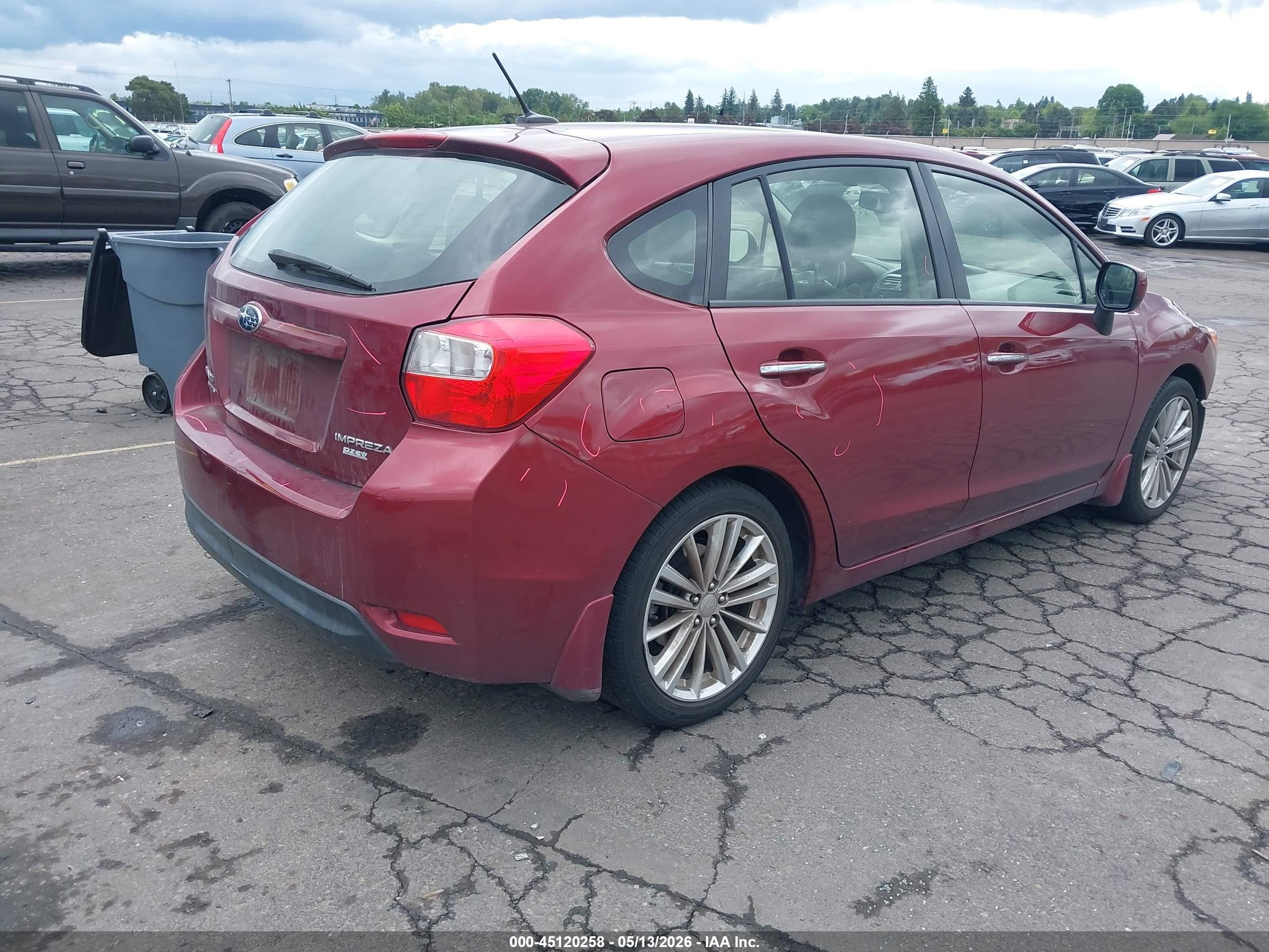 2012 Subaru Impreza 2.0i Limited Red vin: JF1GPAK66CH244443