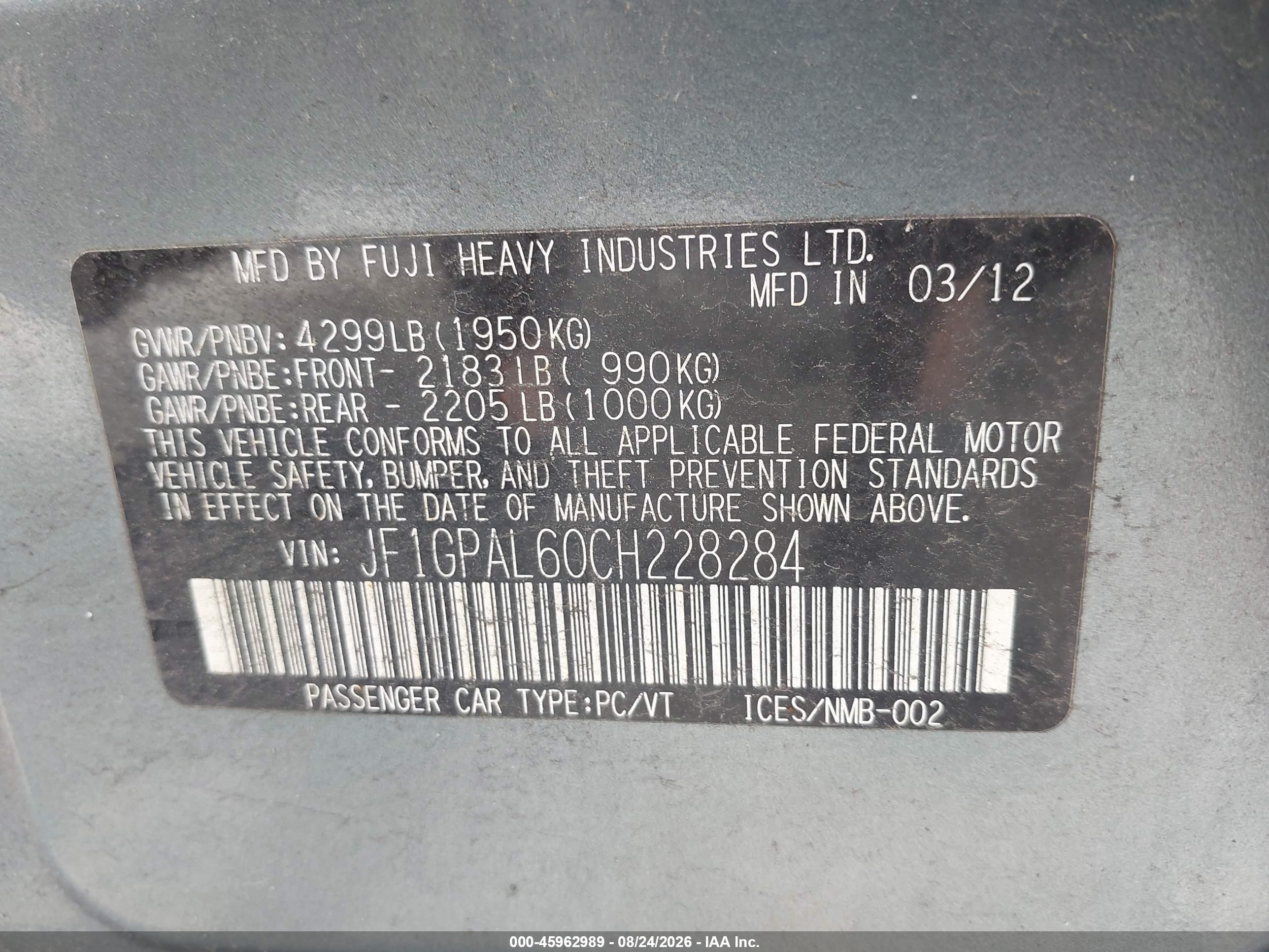 2012 Subaru Impreza 2.0i Sport Premium Blue vin: JF1GPAL60CH228284