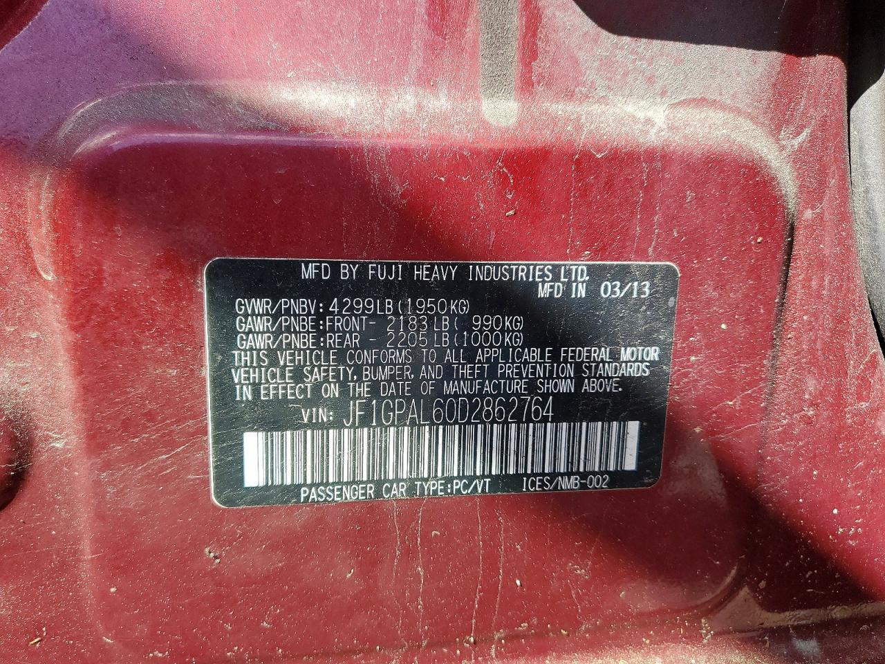 2013 Subaru Impreza Sport Premium Red vin: JF1GPAL60D2862764