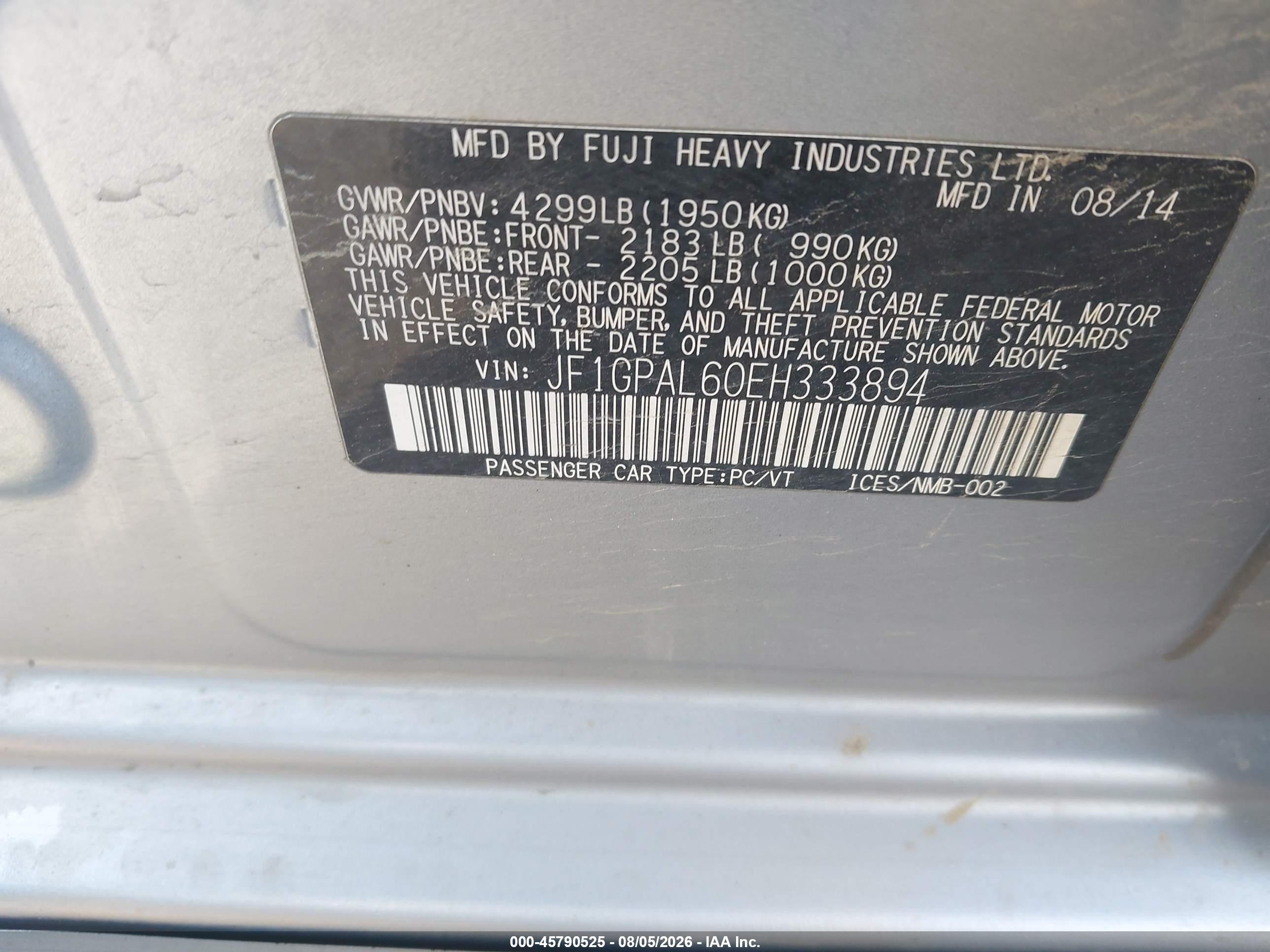 2014 Subaru Impreza 2.0i Sport Premium Серебряный vin: JF1GPAL60EH333894