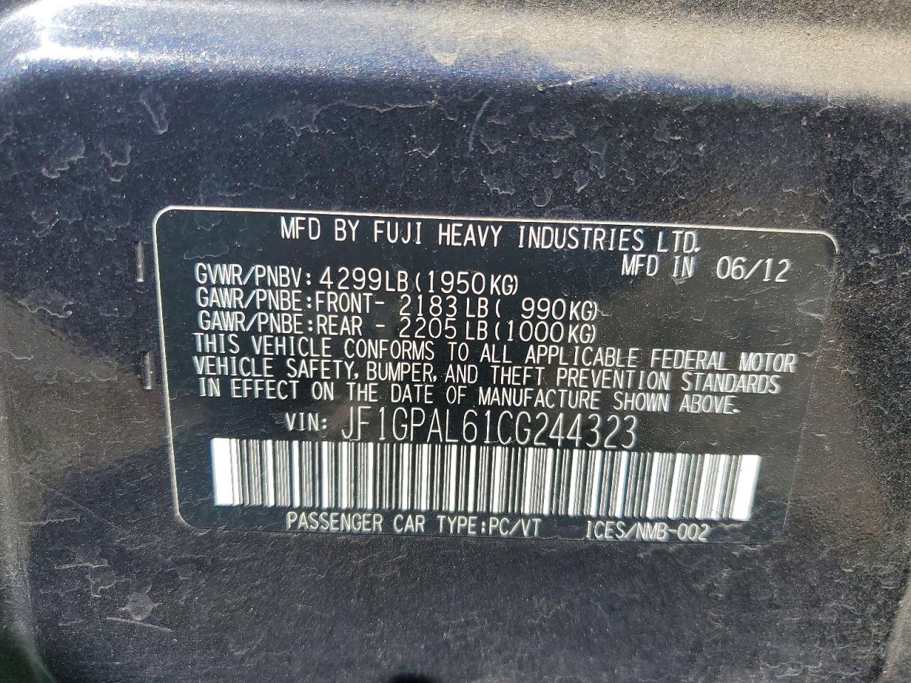 2012 Subaru Impreza Sport Premium Gray vin: JF1GPAL61CG244323