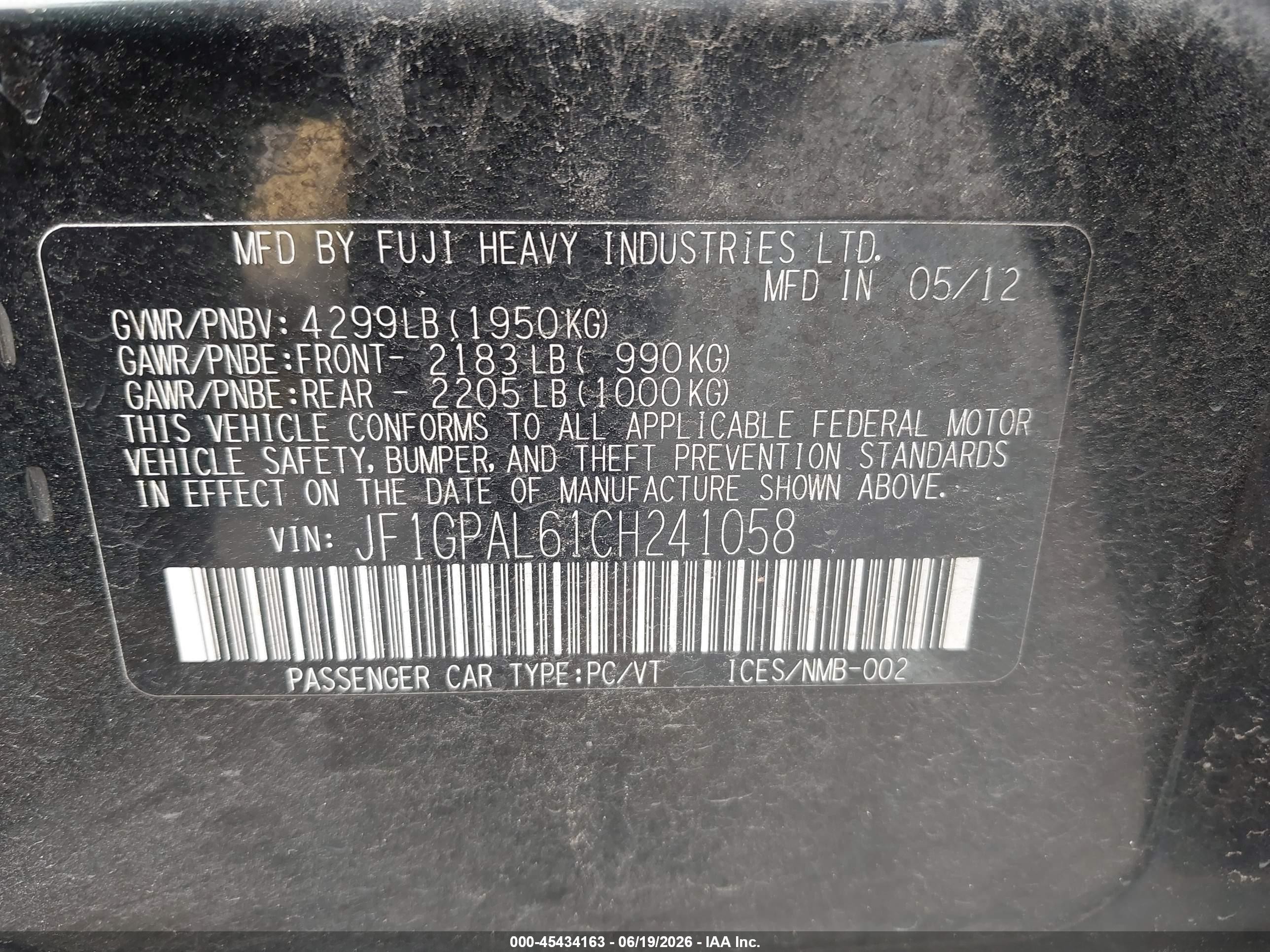 2012 Subaru Impreza 2.0i Sport Premium Black vin: JF1GPAL61CH241058