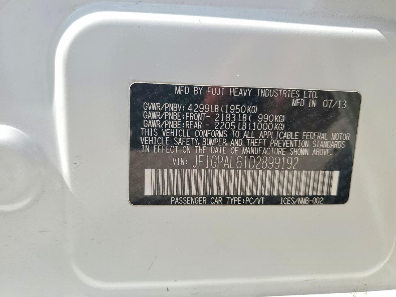 2013 Subaru Impreza Sport Premium White vin: JF1GPAL61D2899192
