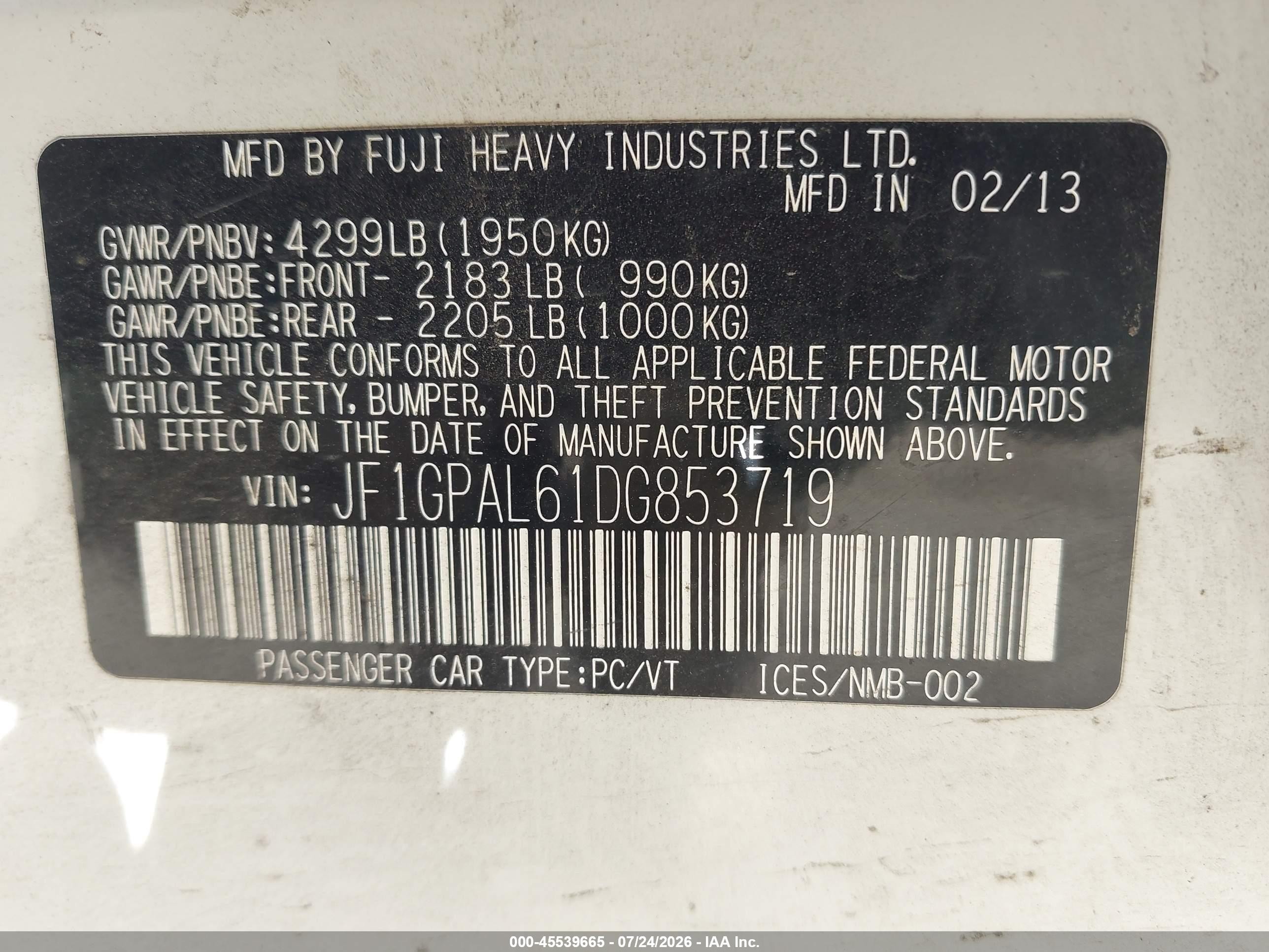 2013 Subaru Impreza 2.0i Sport Premium White vin: JF1GPAL61DG853719