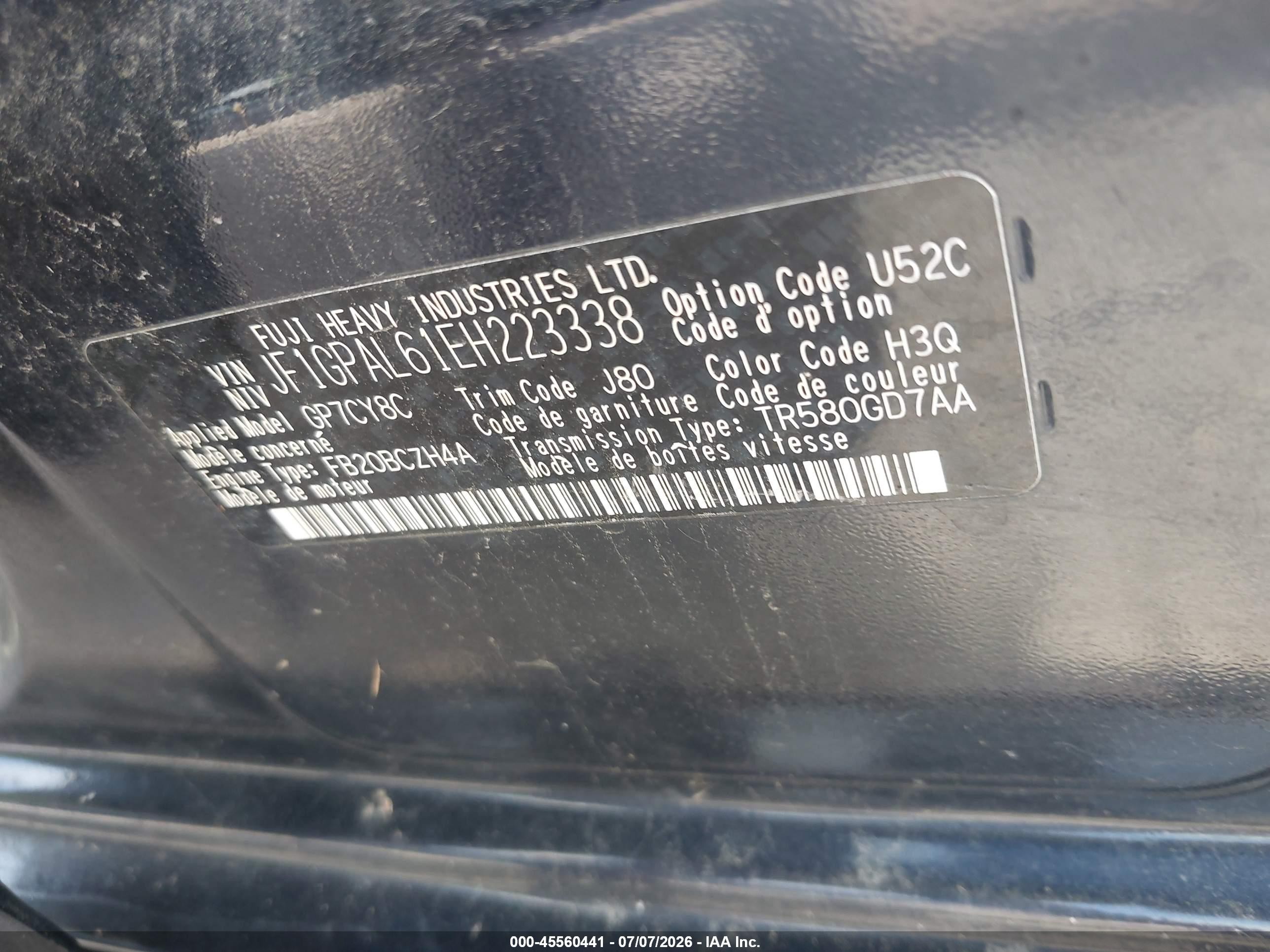 2014 Subaru Impreza 2.0i Sport Premium Blue vin: JF1GPAL61EH223338