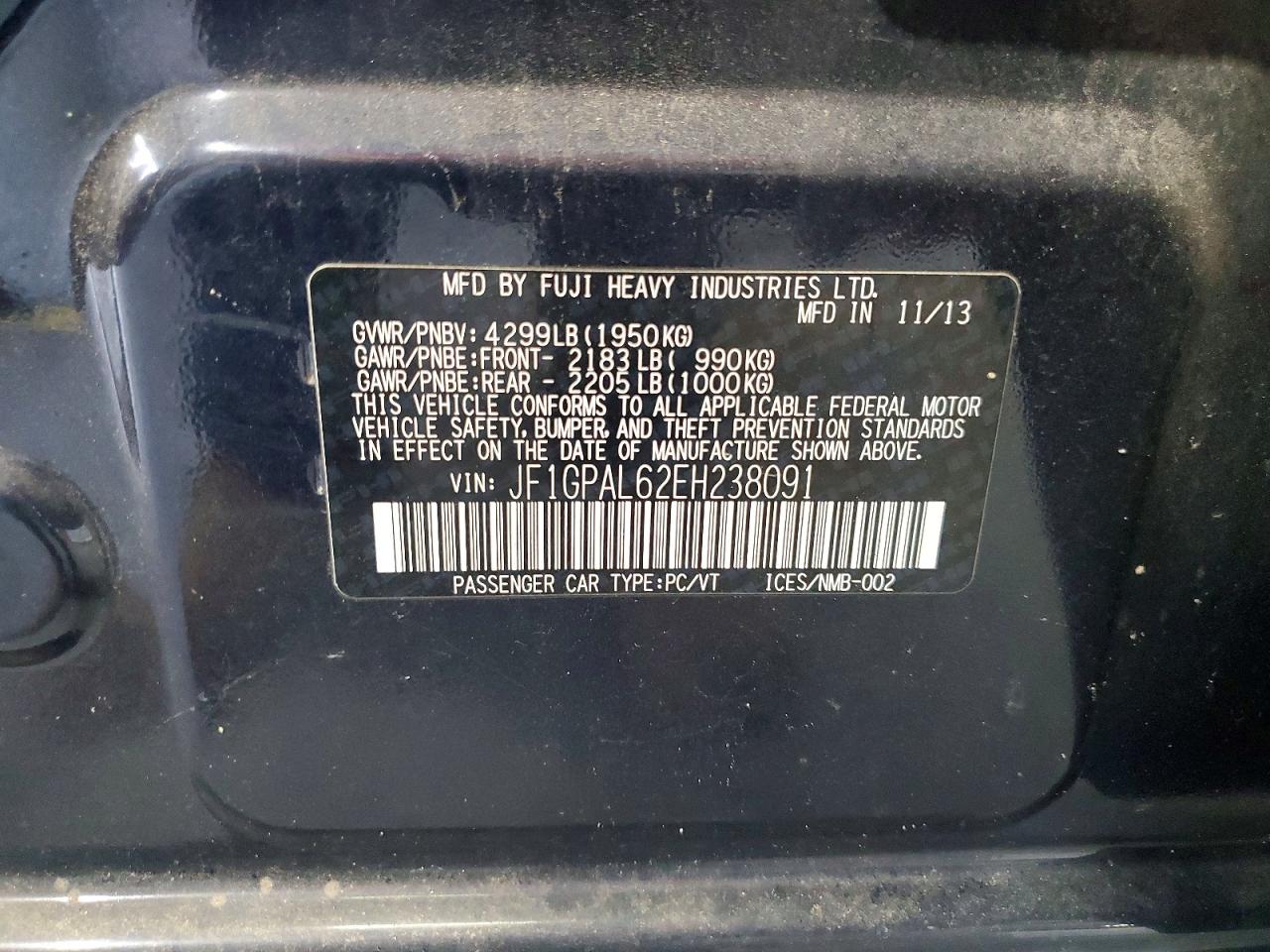 2014 Subaru Impreza Sport Premium Blue vin: JF1GPAL62EH238091