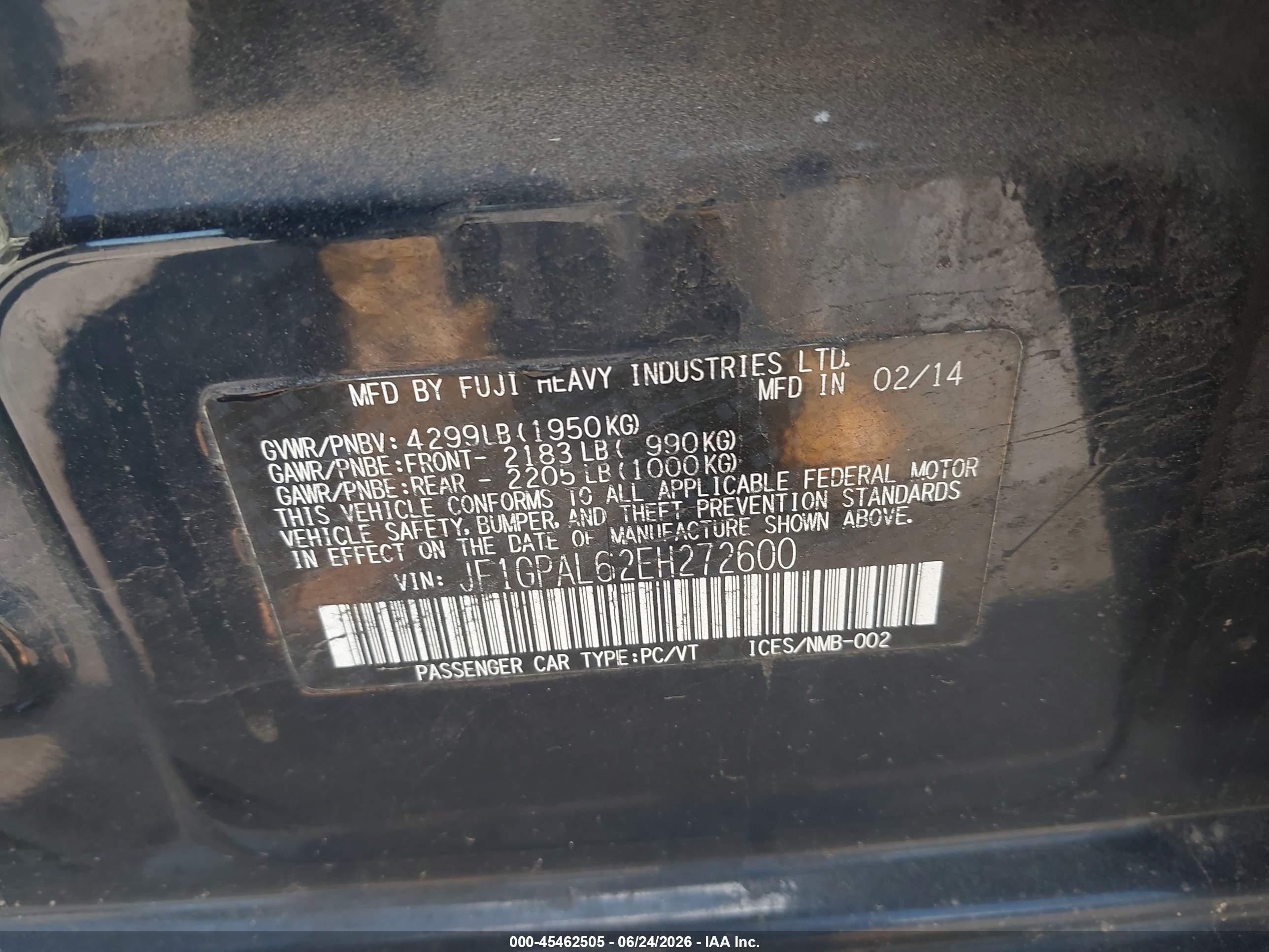 2014 Subaru Impreza 2.0i Sport Premium Black vin: JF1GPAL62EH272600