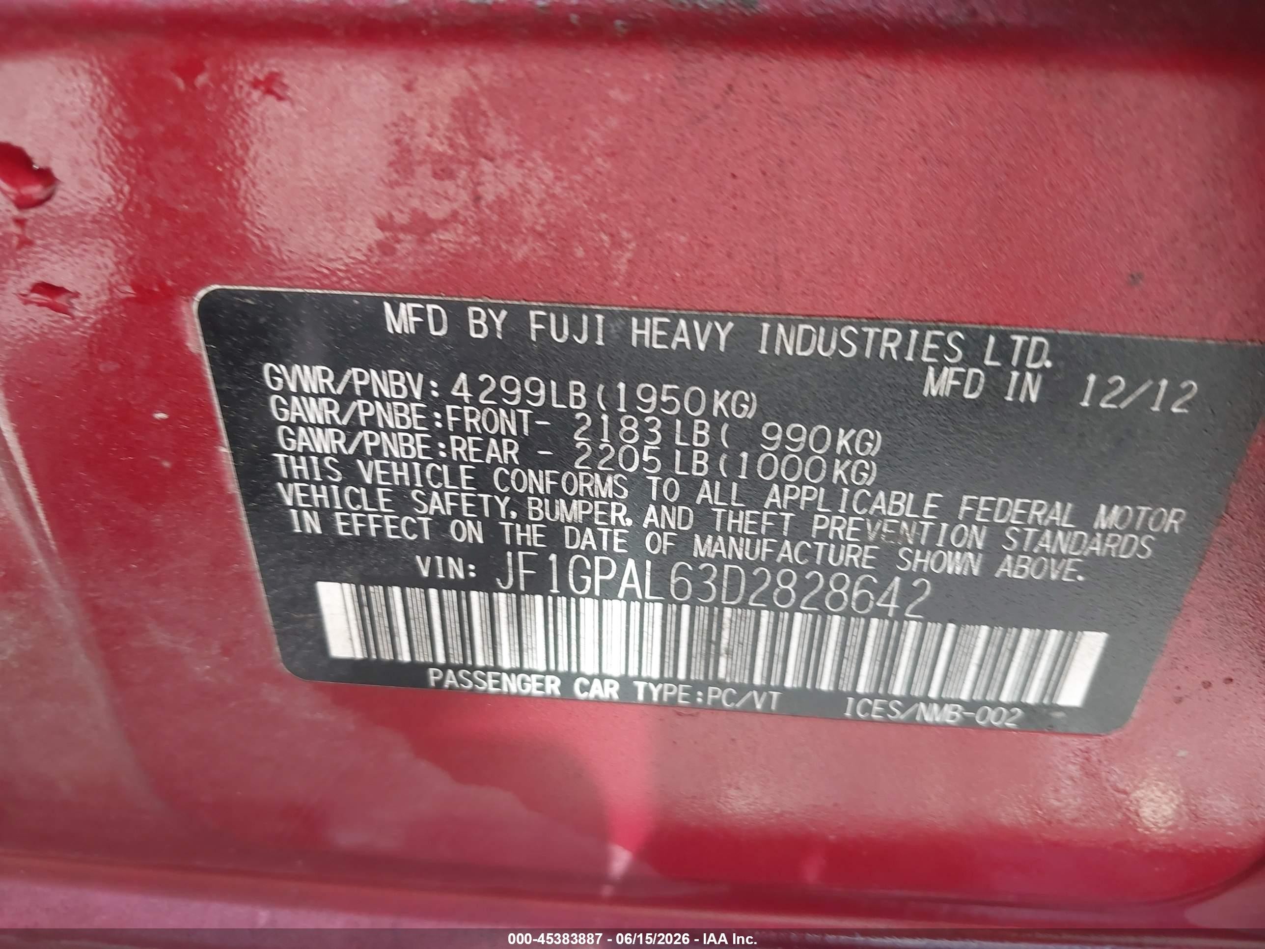 2013 Subaru Impreza 2.0i Sport Premium Maroon vin: JF1GPAL63D2828642