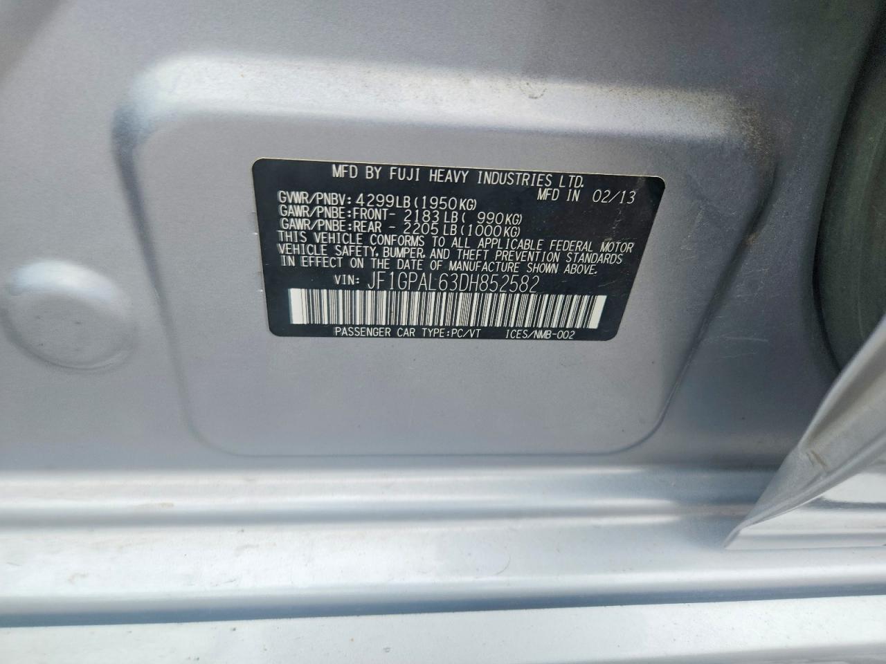 2013 Subaru Impreza Sport Premium Серебряный vin: JF1GPAL63DH852582