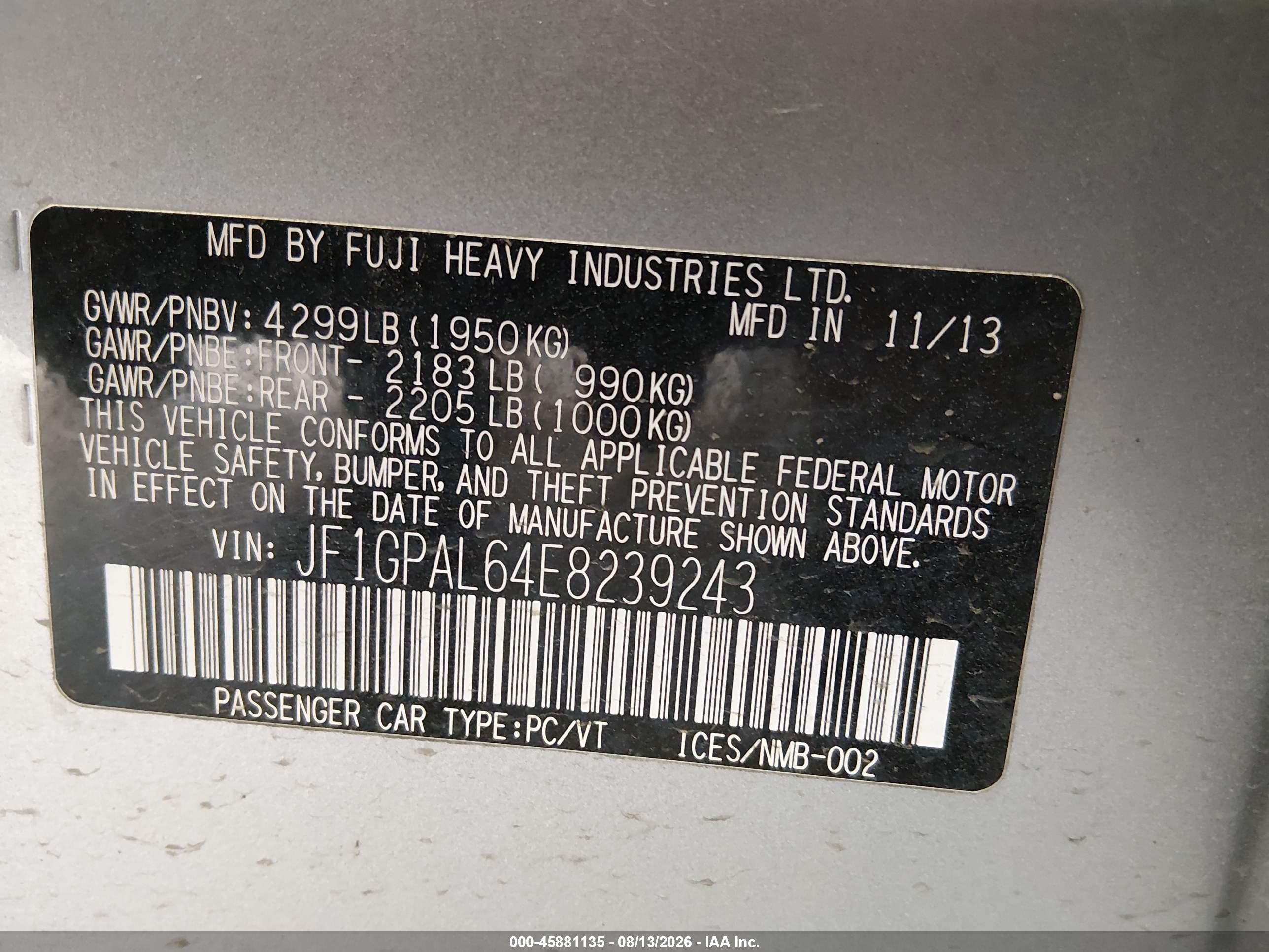 2014 Subaru Impreza 2.0i Sport Premium Silver vin: JF1GPAL64E8239243