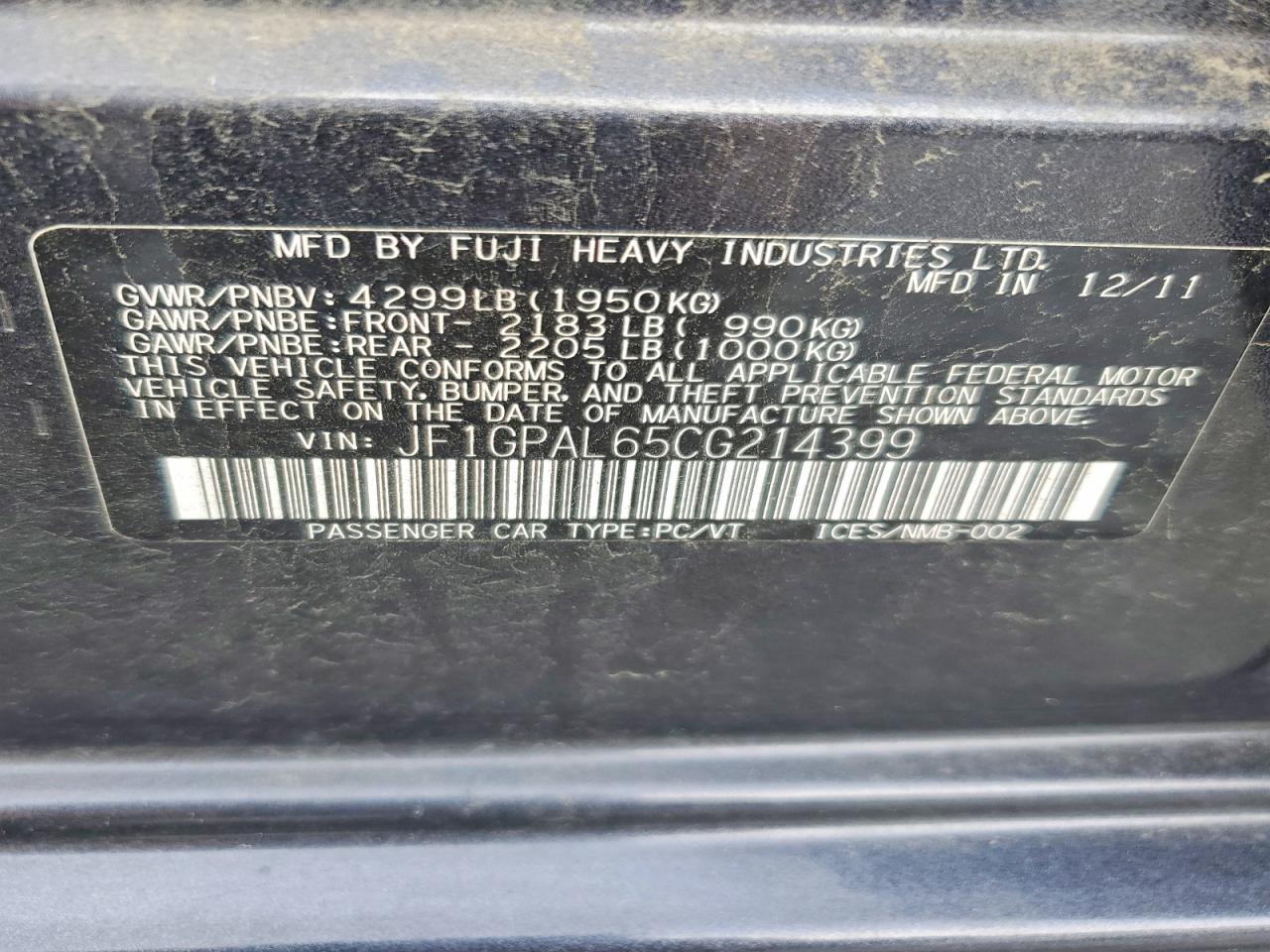 2012 Subaru Impreza Sport Premium Серый vin: JF1GPAL65CG214399