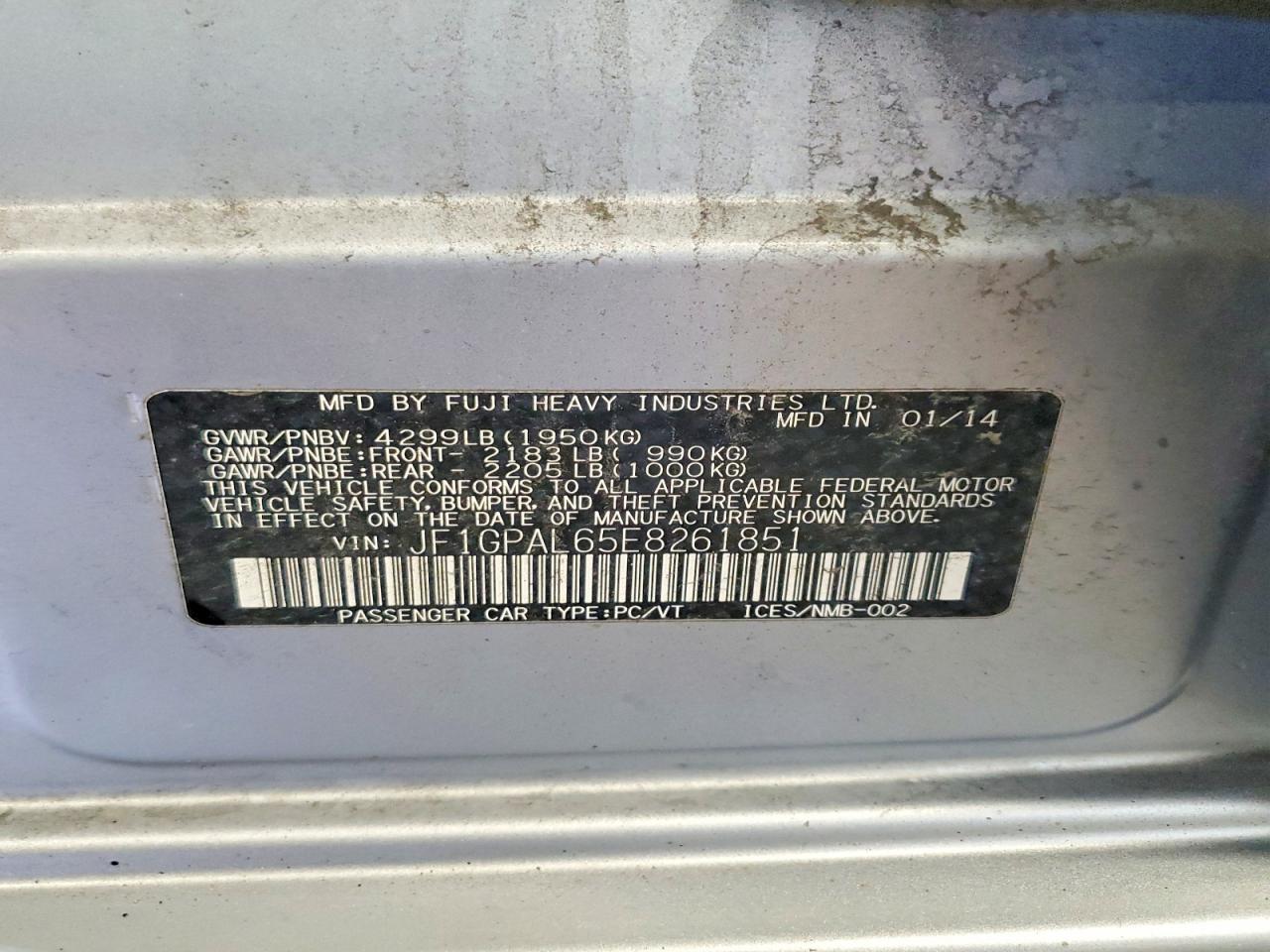 2014 Subaru Impreza Sport Premium Silver vin: JF1GPAL65E8261851