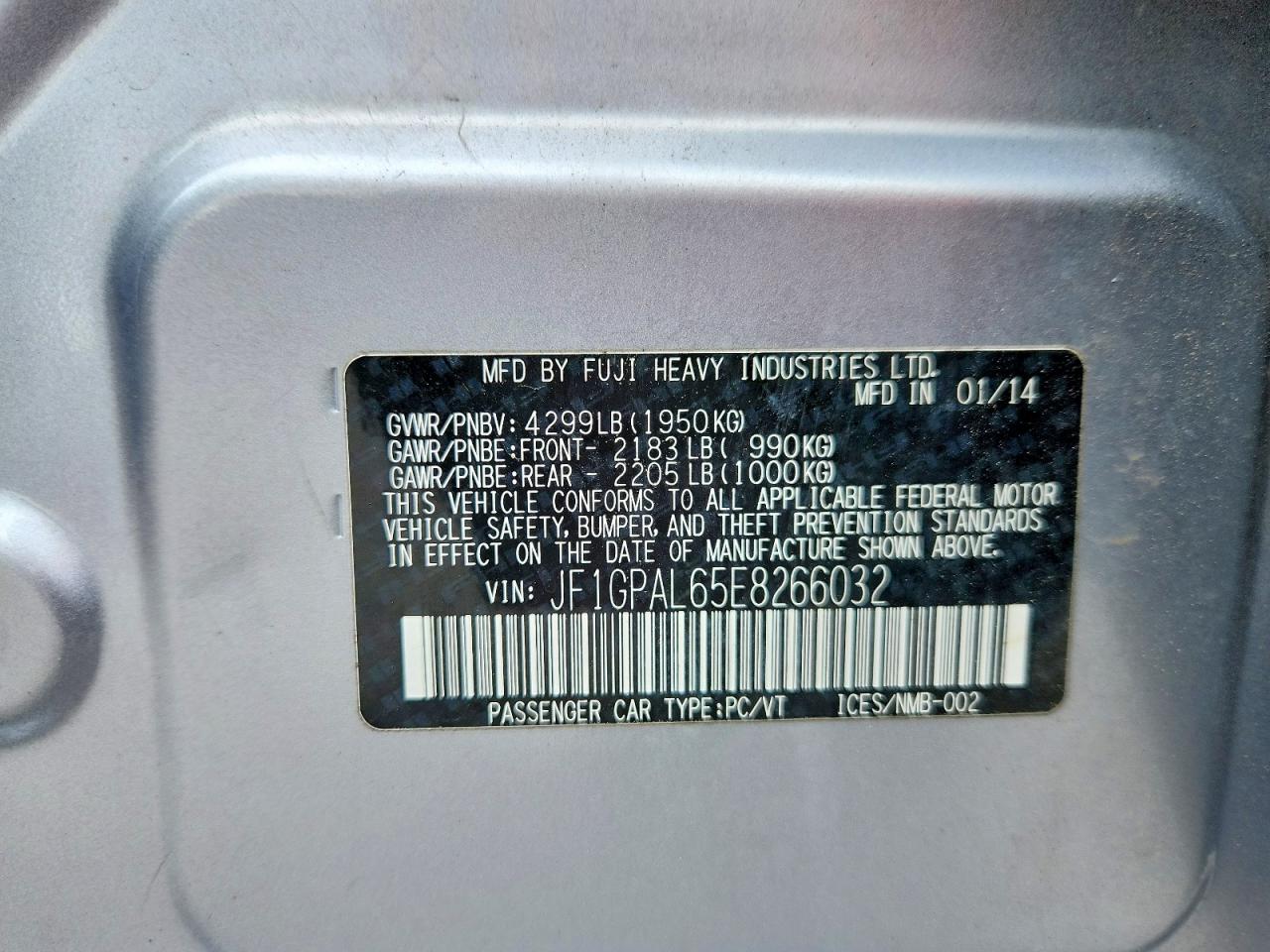 2014 Subaru Impreza Sport Premium Silver vin: JF1GPAL65E8266032
