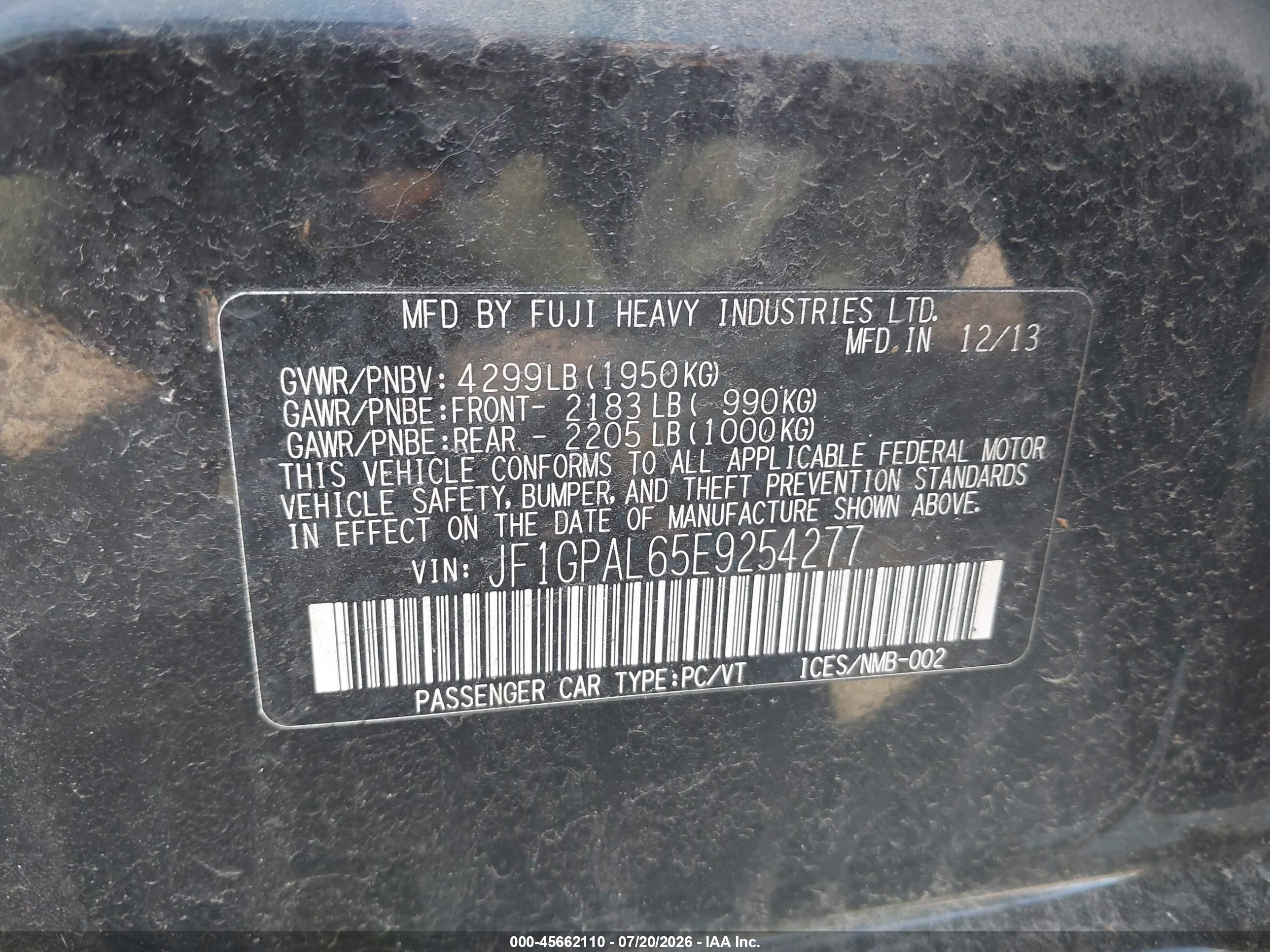 2014 Subaru Impreza 2.0i Sport Premium Black vin: JF1GPAL65E9254277