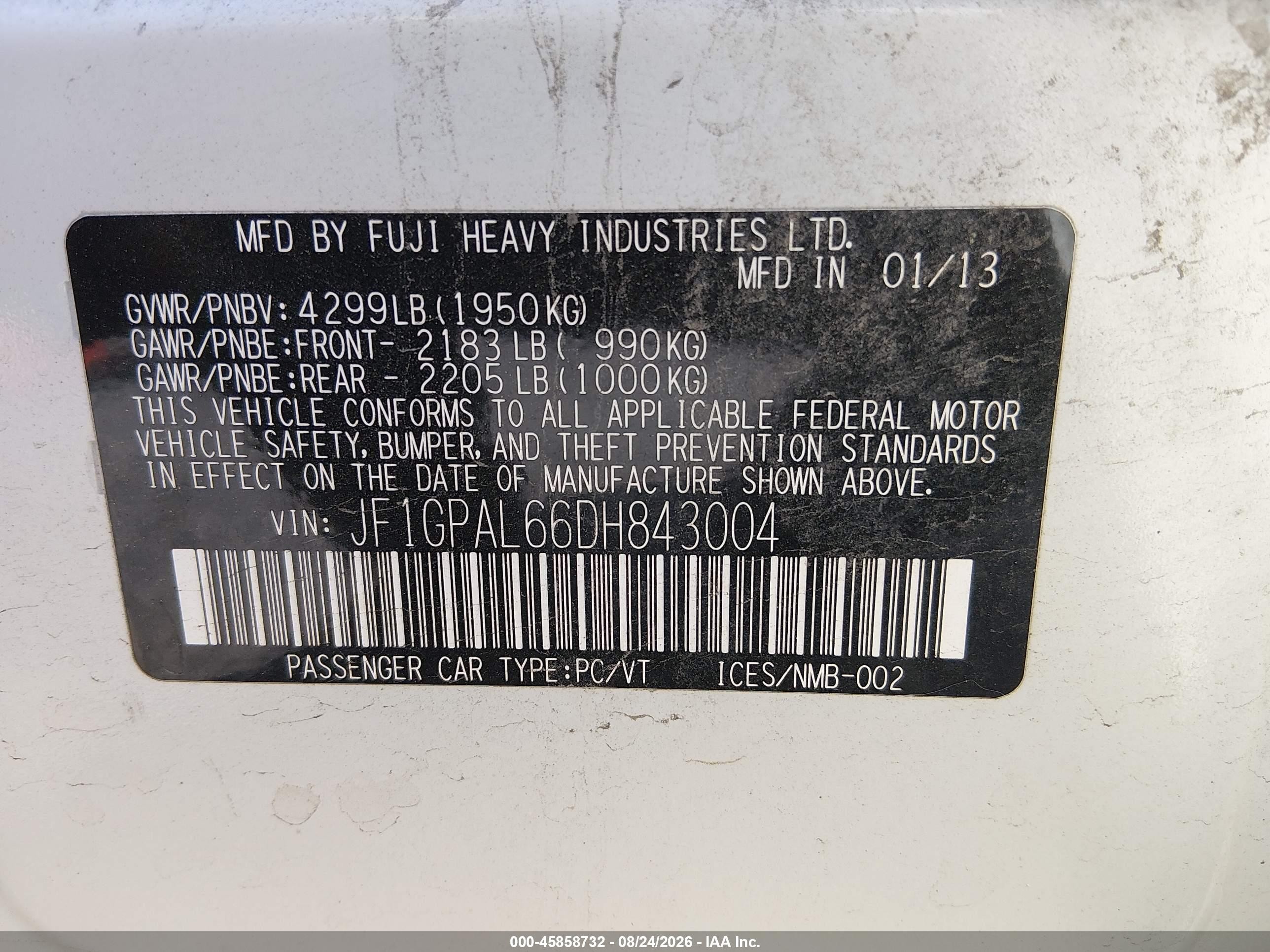 2013 Subaru Impreza 2.0i Sport Premium White vin: JF1GPAL66DH843004