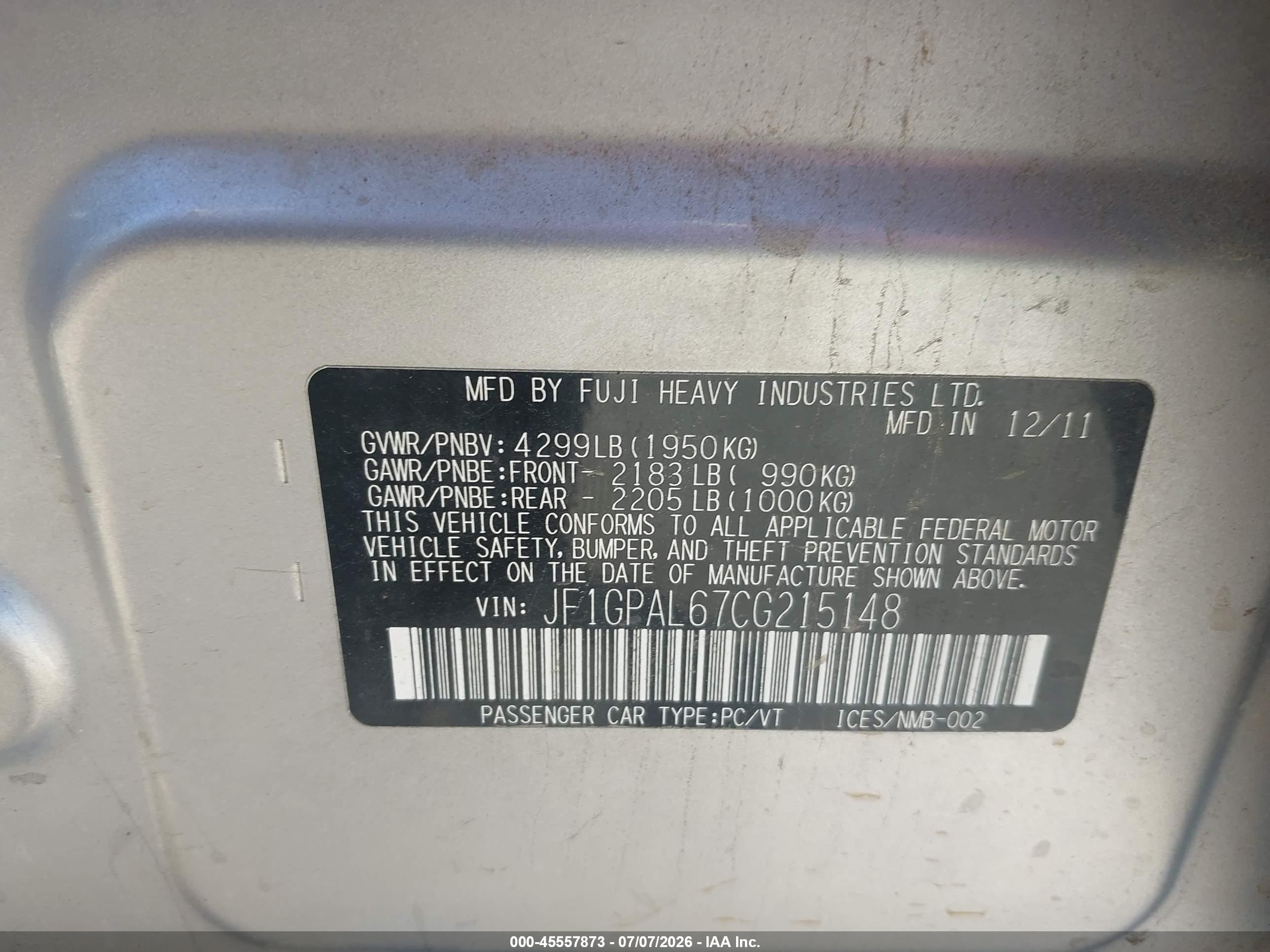 2012 Subaru Impreza 2.0i Sport Premium Серебряный vin: JF1GPAL67CG215148