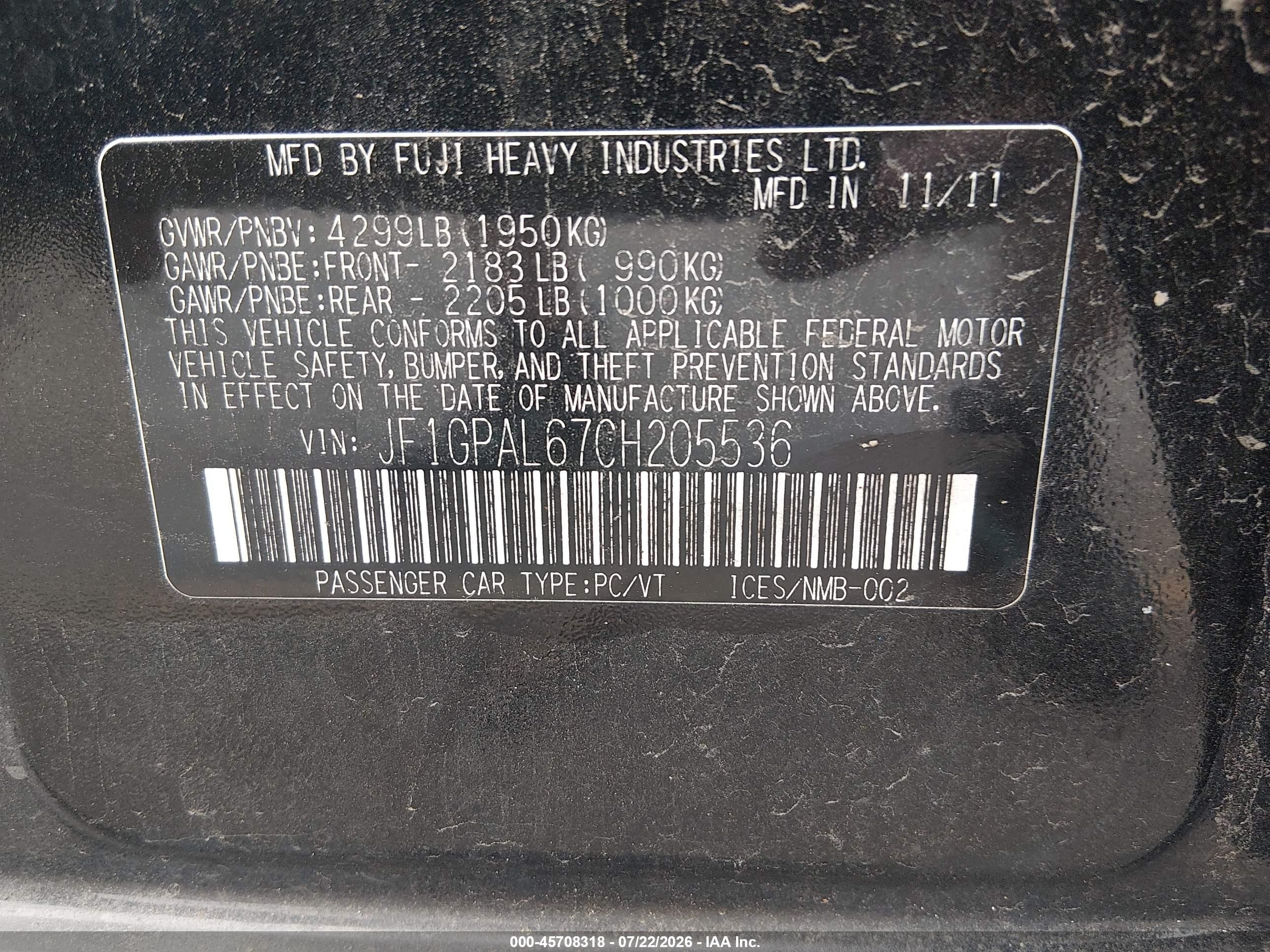 2012 Subaru Impreza 2.0i Sport Premium Black vin: JF1GPAL67CH205536