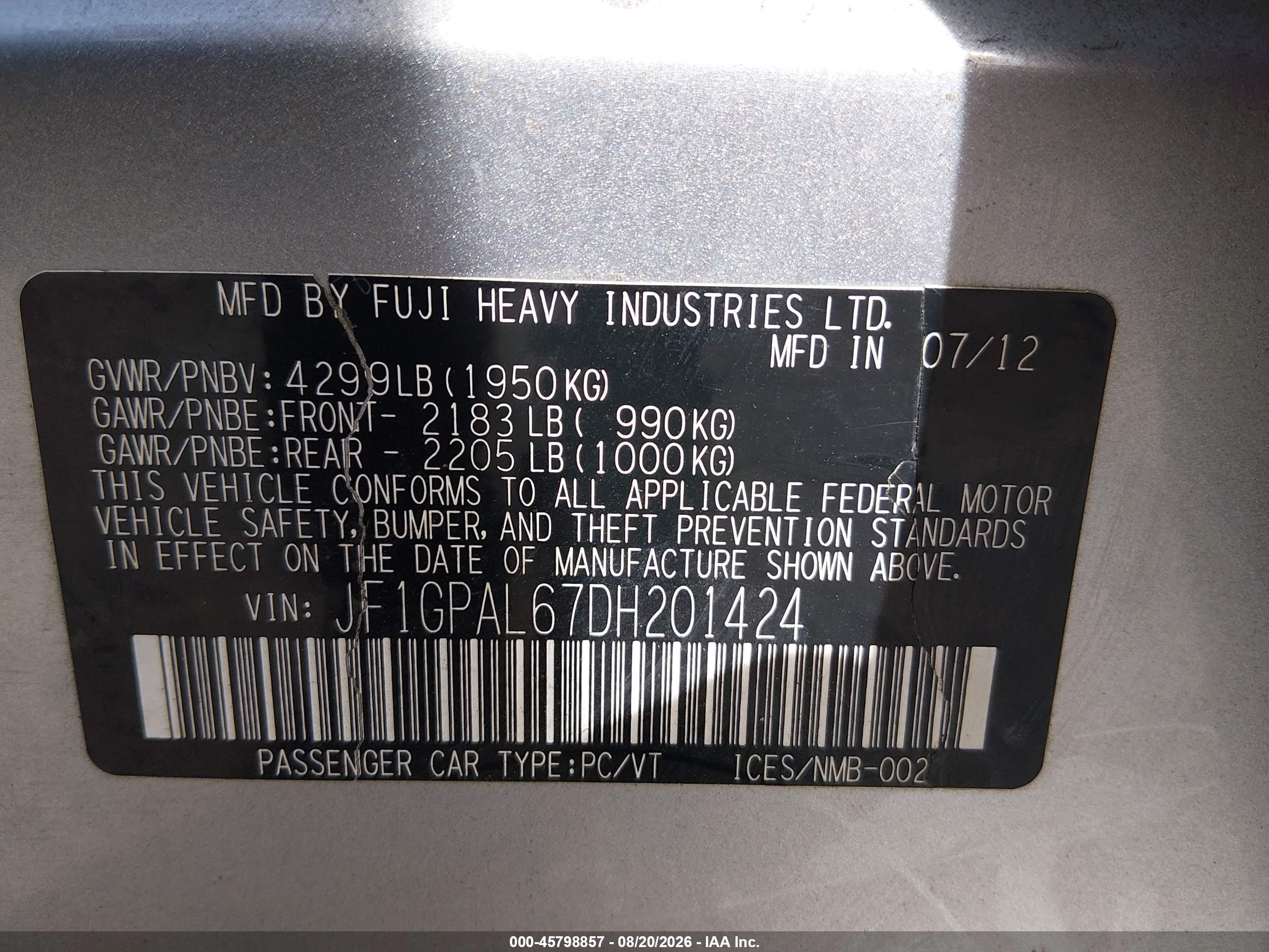 2013 Subaru Impreza 2.0i Sport Premium Silver vin: JF1GPAL67DH201424