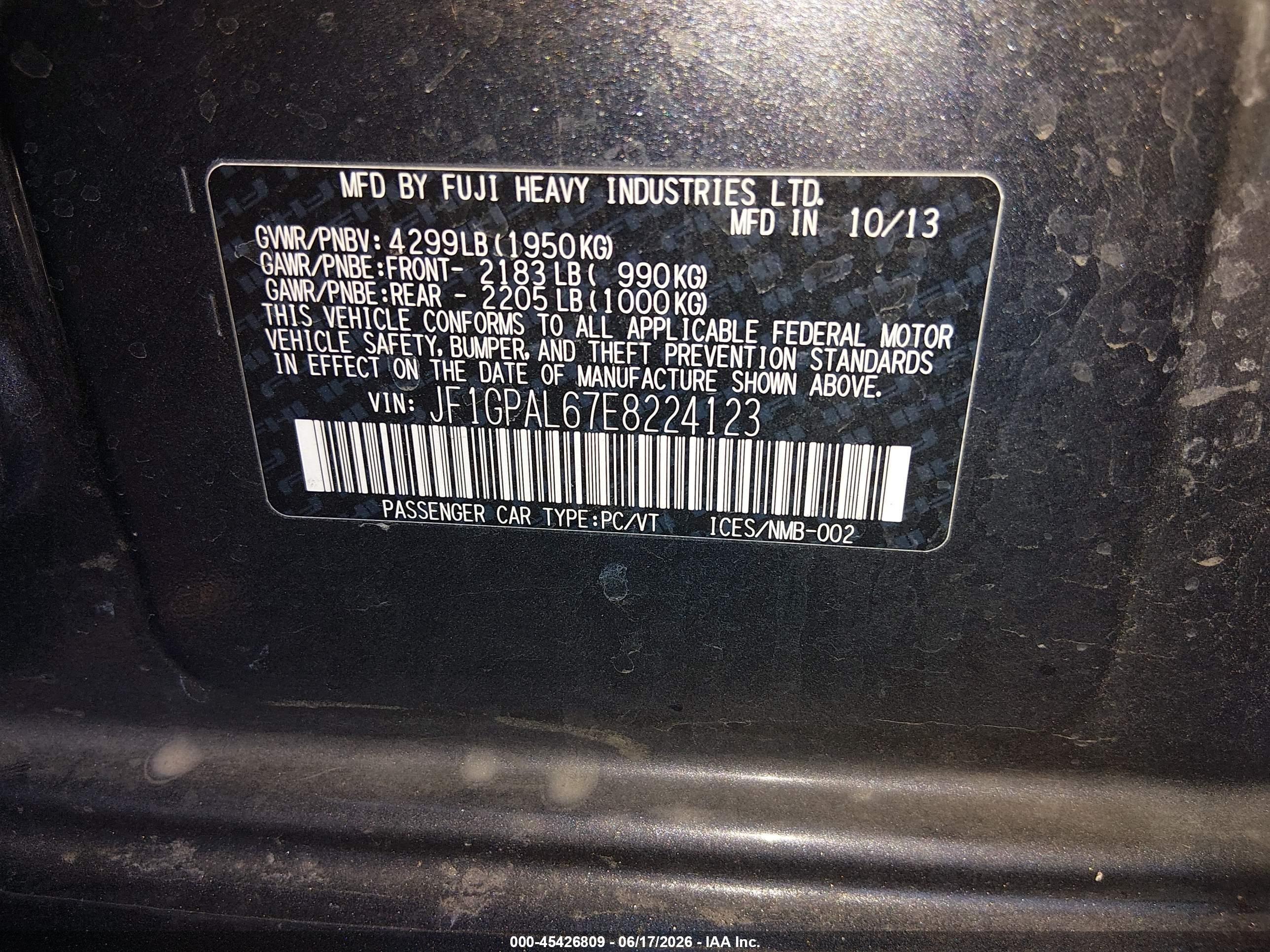 2014 Subaru Impreza 2.0i Sport Premium Black vin: JF1GPAL67E8224123