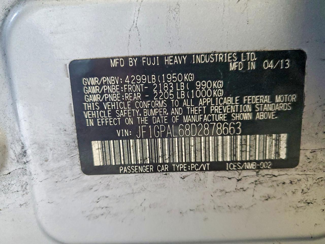 2013 Subaru Impreza Sport Premium Silver vin: JF1GPAL68D2878663