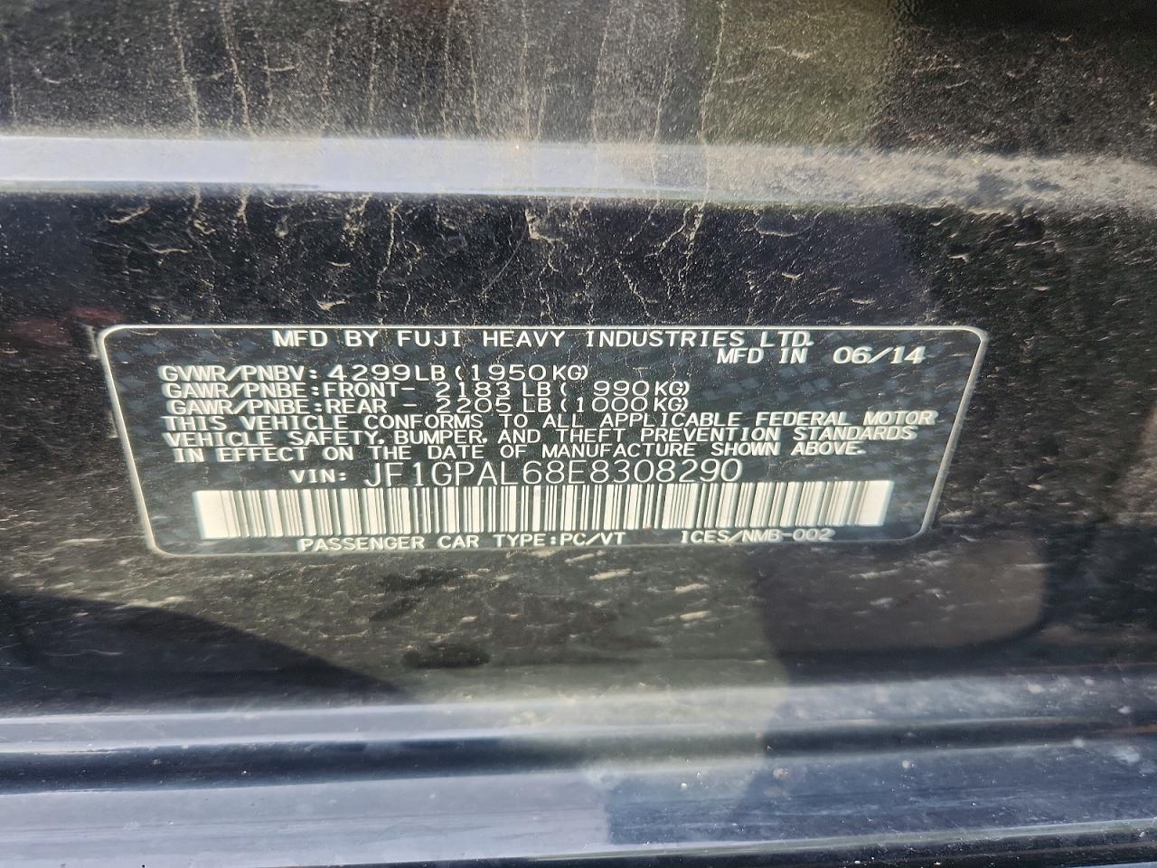 2014 Subaru Impreza Sport Premium Черный vin: JF1GPAL68E8308290