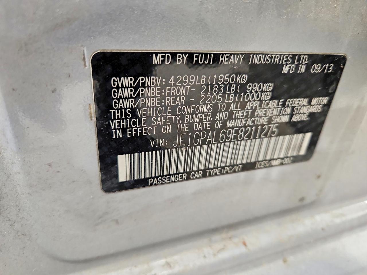 2014 Subaru Impreza Sport Premium Silver vin: JF1GPAL69E8211275
