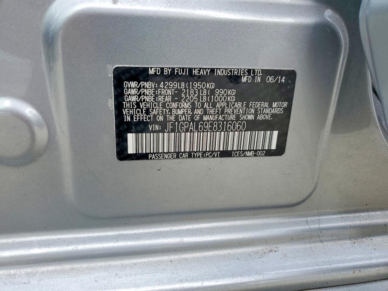 2014 Subaru Impreza Sport Premium Silver vin: JF1GPAL69E8316060