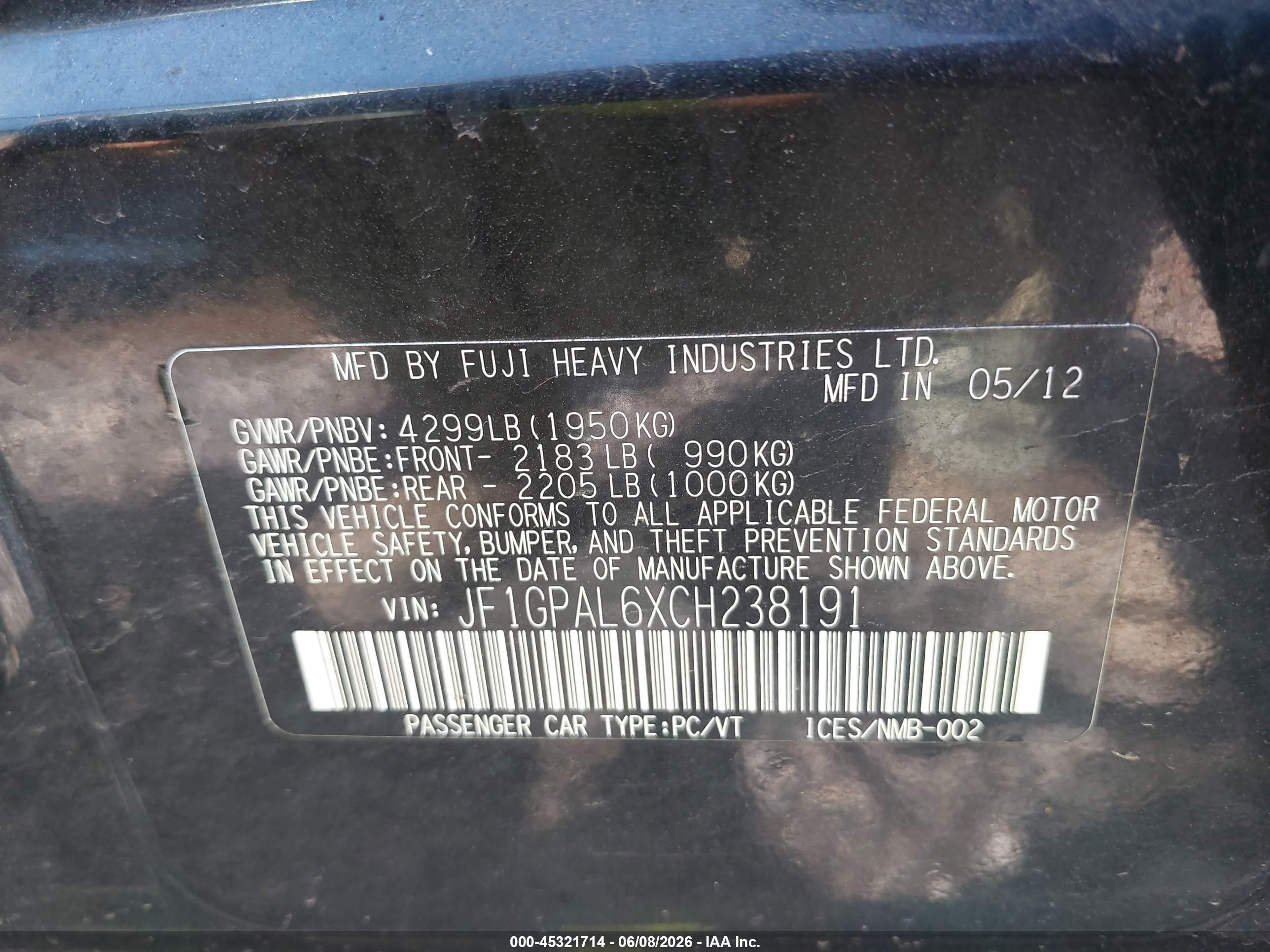 2012 Subaru Impreza 2.0i Sport Premium Black vin: JF1GPAL6XCH238191