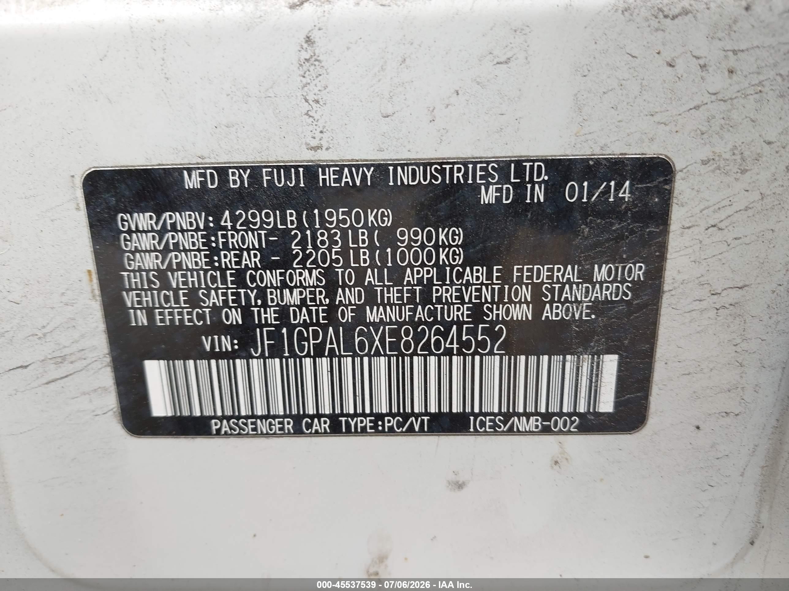 2014 Subaru Impreza 2.0i Sport Premium White vin: JF1GPAL6XE8264552