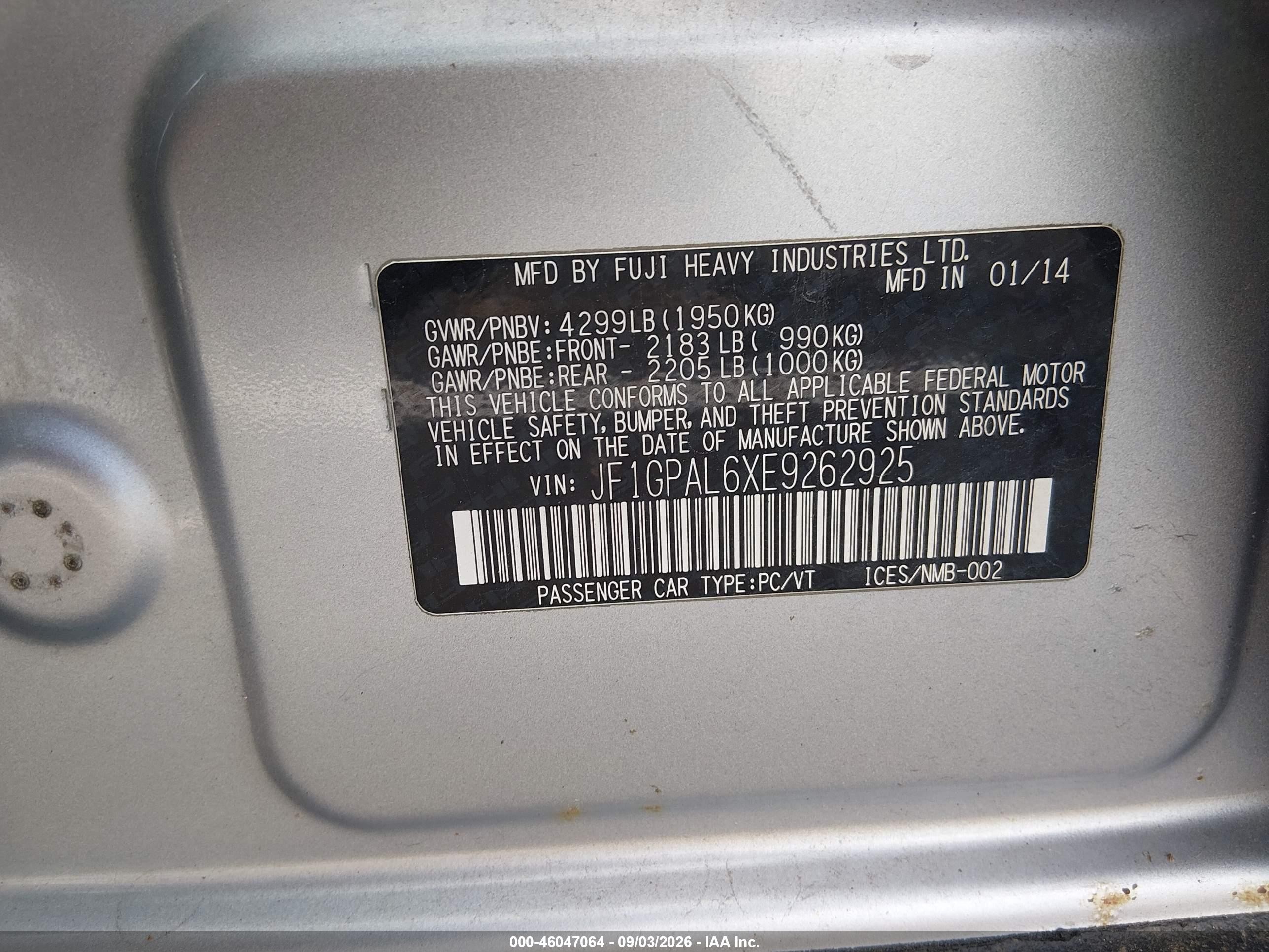 2014 Subaru Impreza 2.0i Sport Premium Silver vin: JF1GPAL6XE9262925
