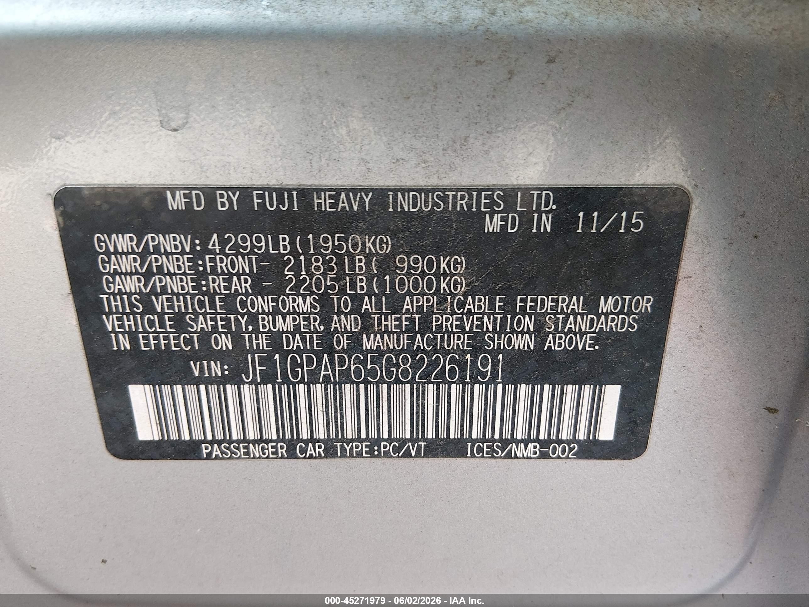 2016 Subaru Impreza 2.0i Sport Premium Light Blue vin: JF1GPAP65G8226191