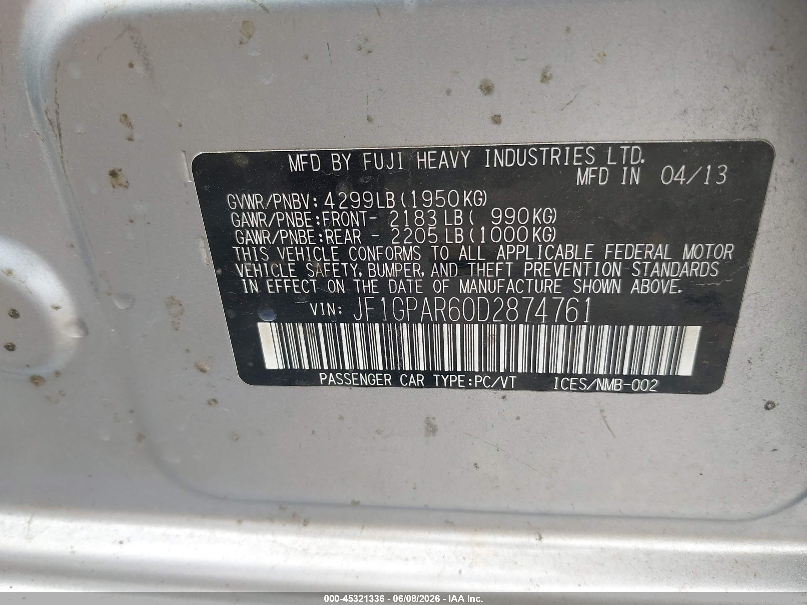 2013 Subaru Impreza 2.0i Sport Limited Серебряный vin: JF1GPAR60D2874761