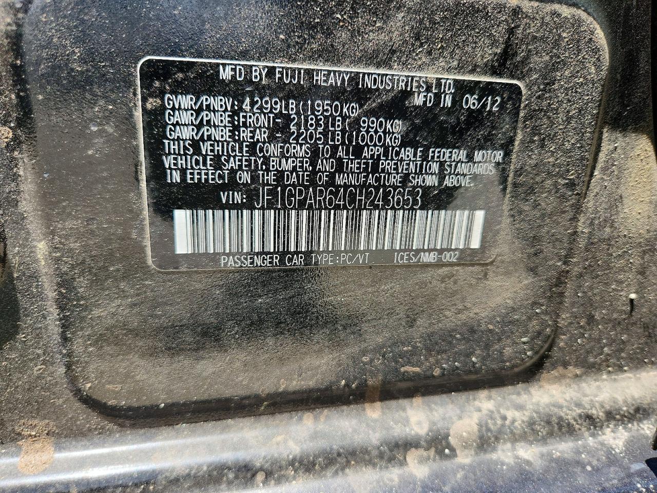 2012 Subaru Impreza Sport Limited Black vin: JF1GPAR64CH243653