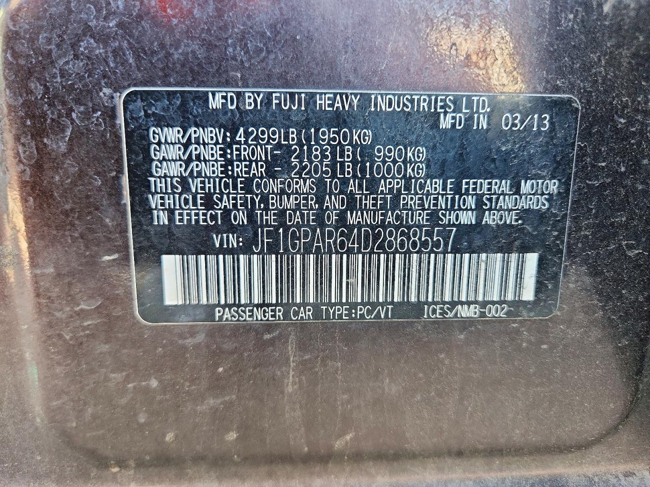 2013 Subaru Impreza Sport Limited Black vin: JF1GPAR64D2868557