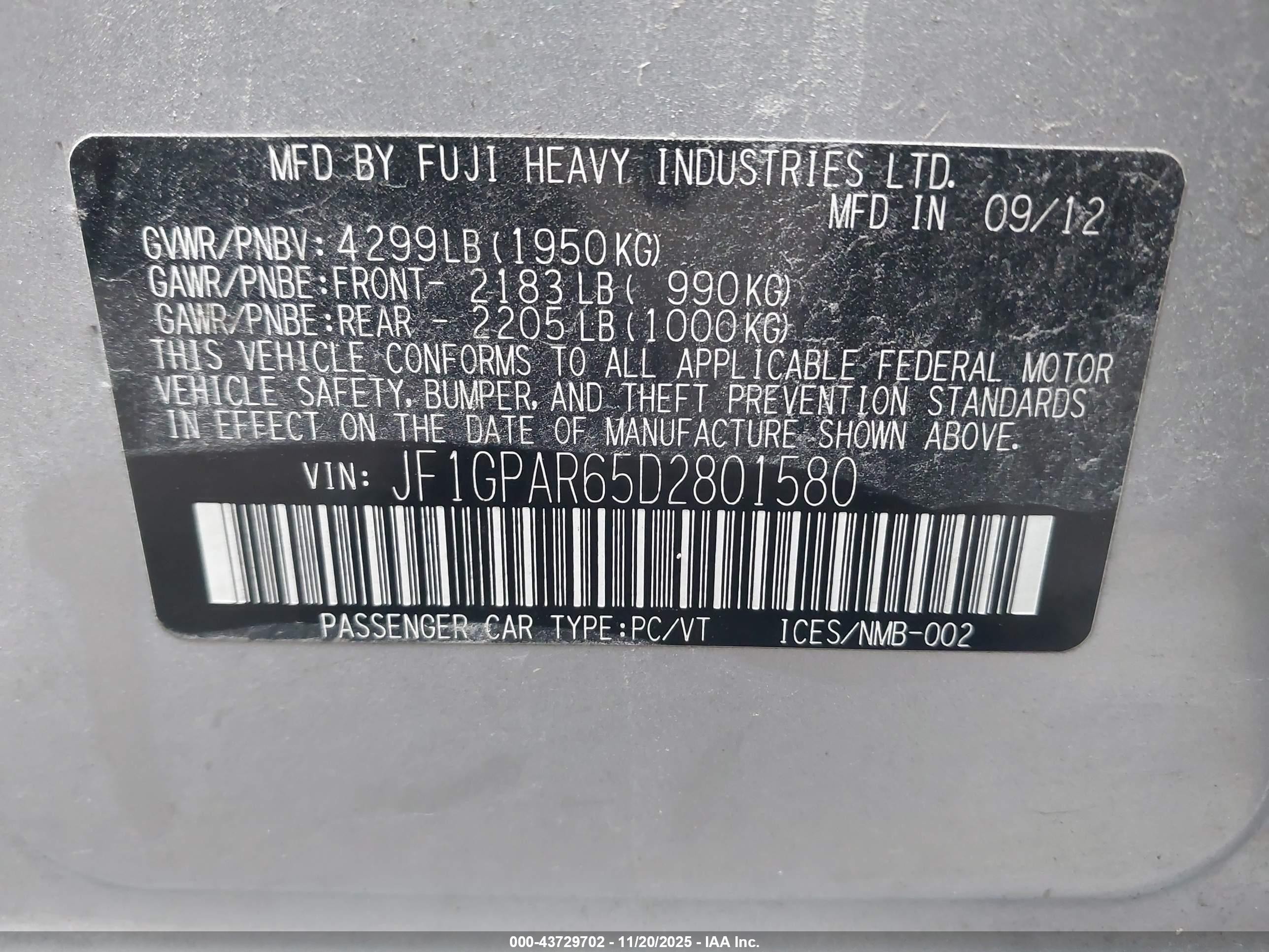 2013 Subaru Impreza 2.0i Sport Limited Silver vin: JF1GPAR65D2801580