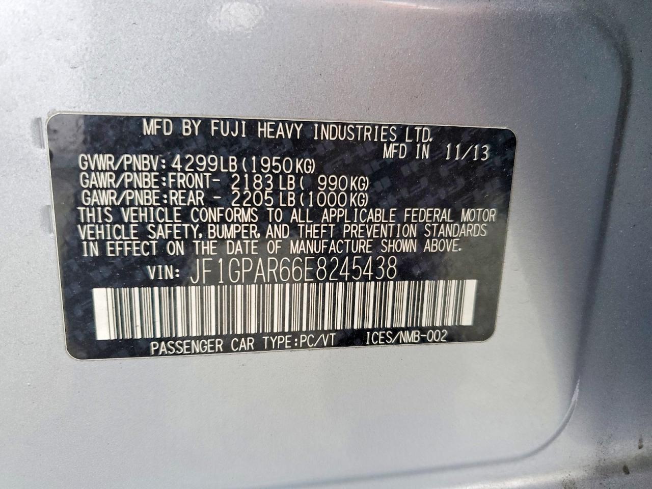 2014 Subaru Impreza Sport Limited Silver vin: JF1GPAR66E8245438