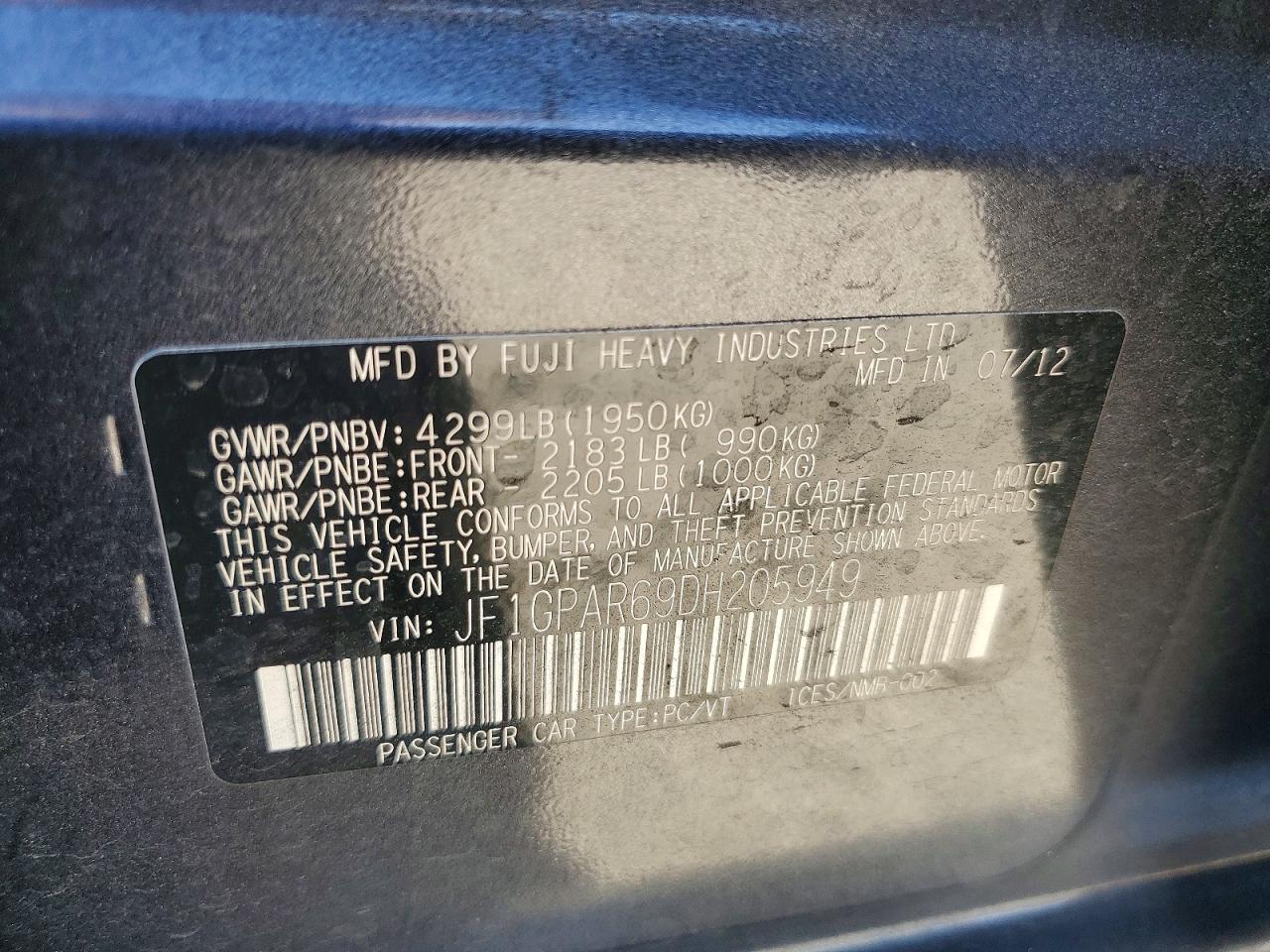 2013 Subaru Impreza Sport Limited Charcoal vin: JF1GPAR69DH205949