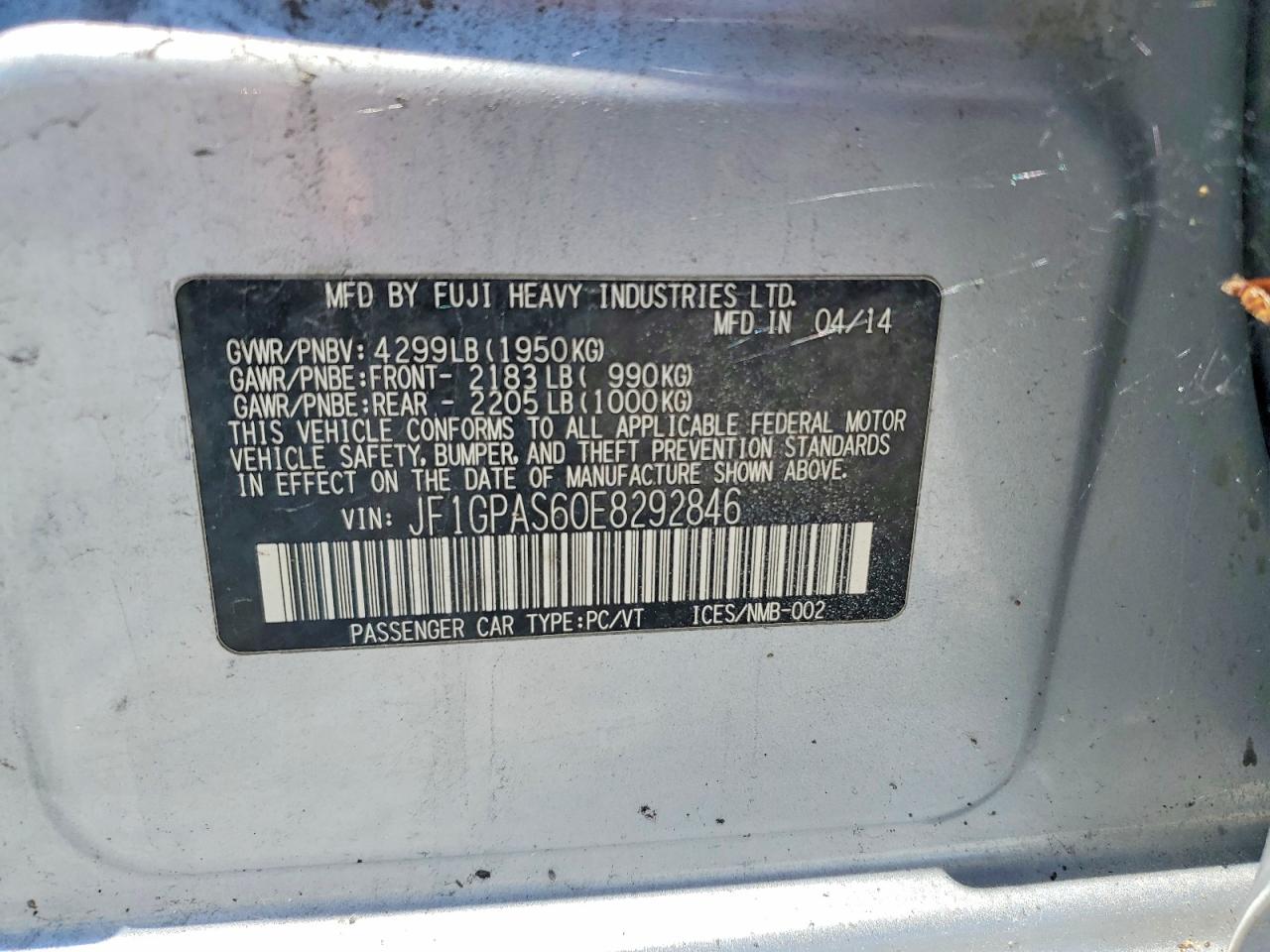 2014 Subaru Impreza Sport Limited Серебряный vin: JF1GPAS60E8292846